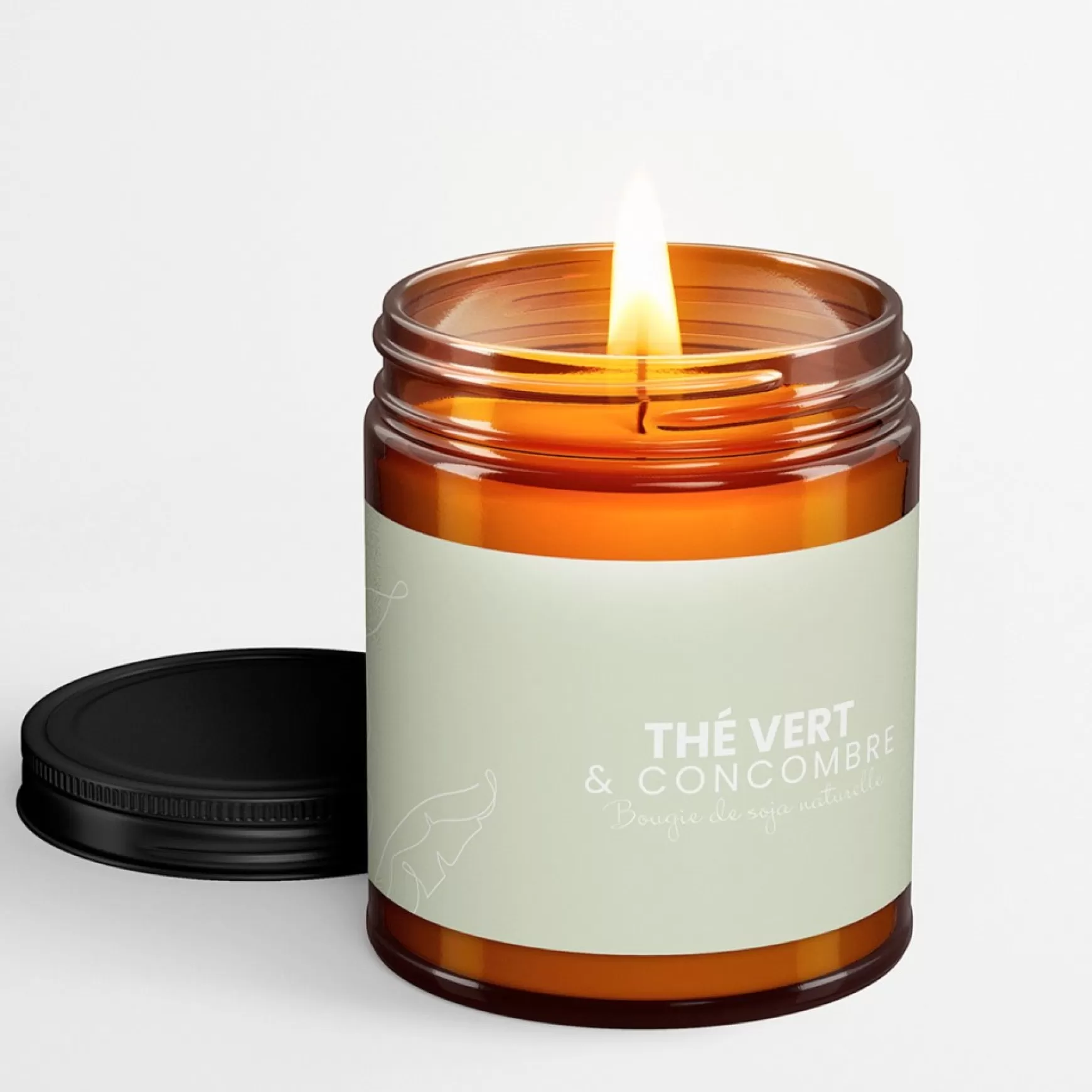 Scented Candles*Au Naturel Amber Candle 250 Ml - Green Tea And Cucumber