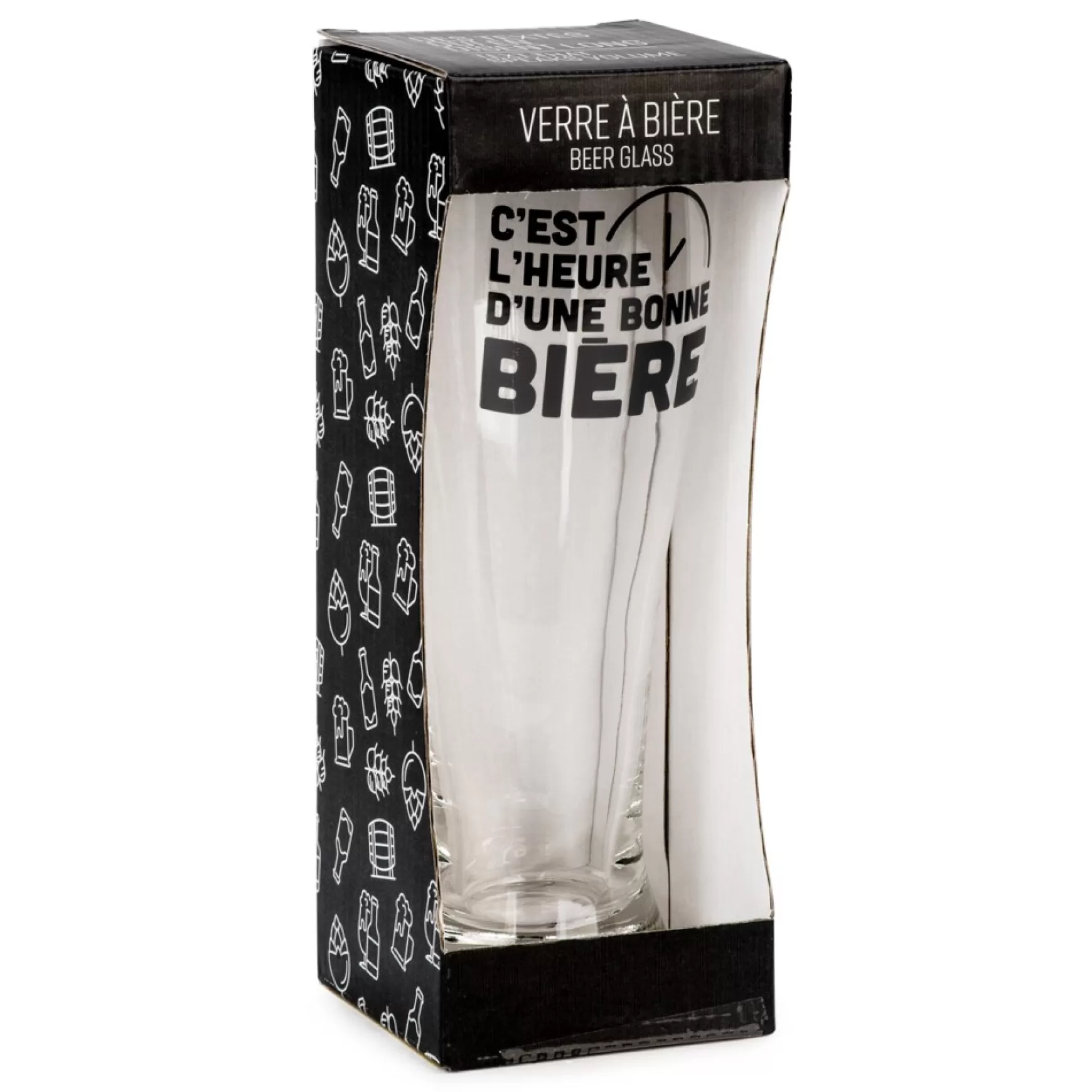 All For Beer*Attitudes Import 2 Beer Glass - C'Est L'Heure D'Une Bonne Biere
