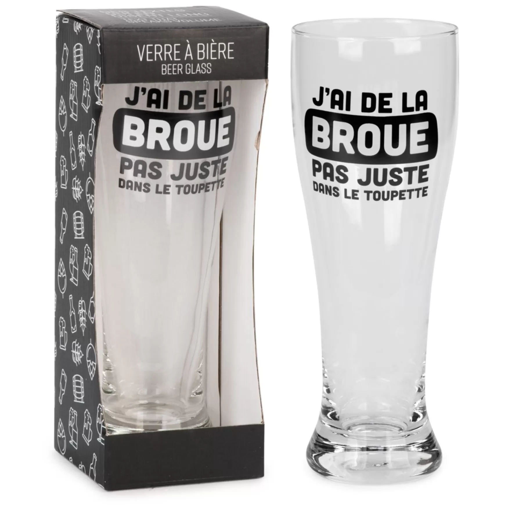 Products With Text*Attitudes Import 2 Beer Glass - J'Ai De La Broue Dans Le Toupet