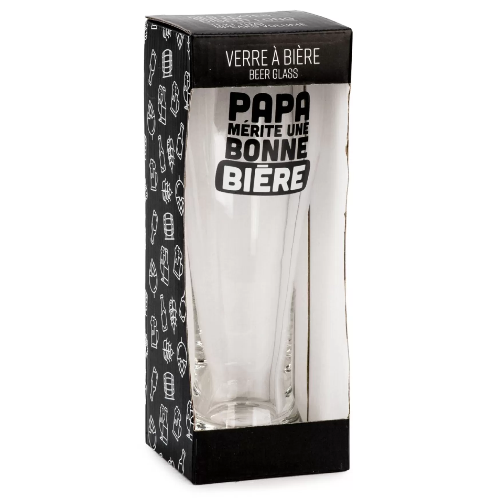 All For Beer*Attitudes Import 2 Beer Glass - Papa Merite Une Bonne Biere