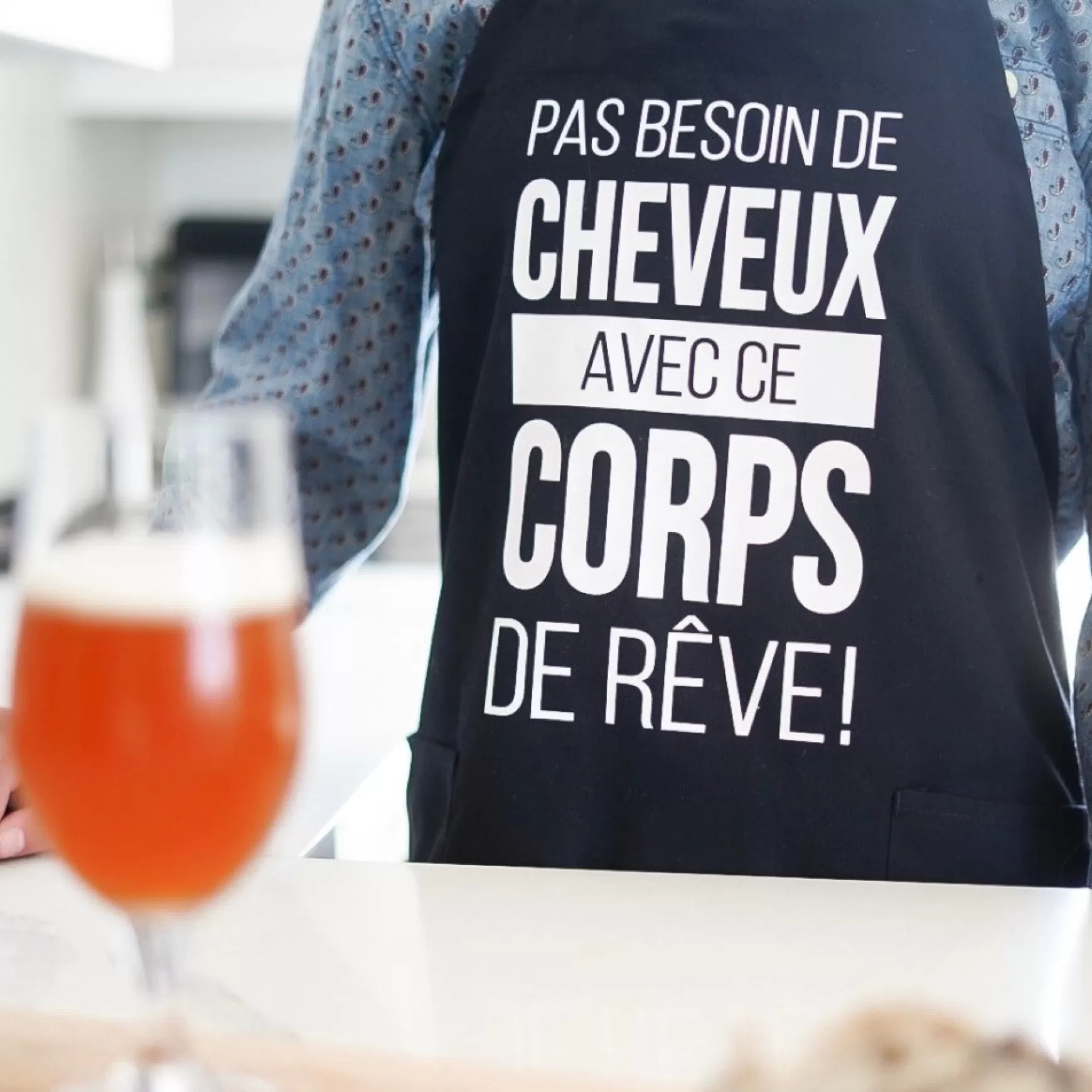 Household Linens*La Fabrique Champêtre Black Apron - Pas Besoin De Cheveux