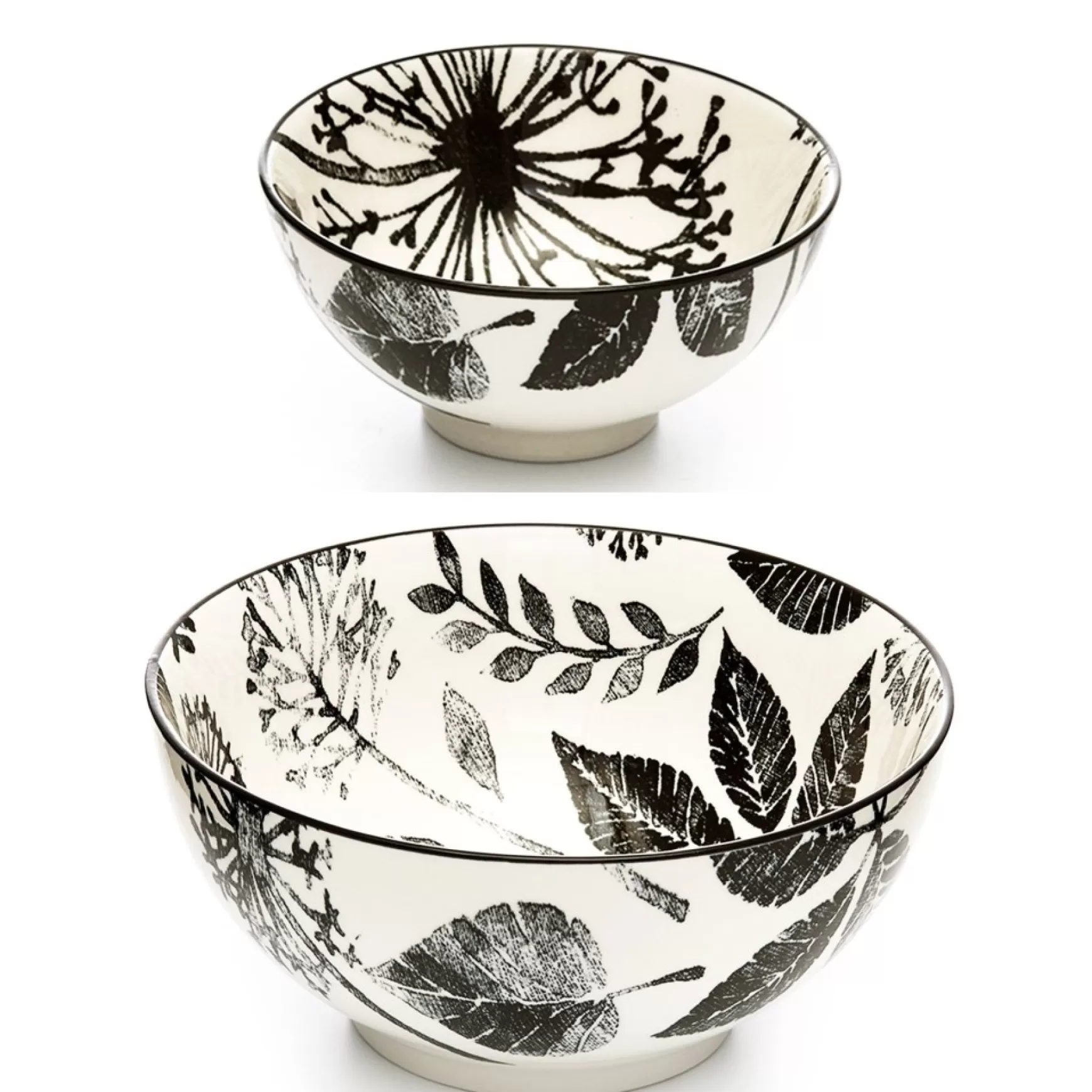 Dishware*Intercontinental Mercantile Black Flowers Bowl - Kiri