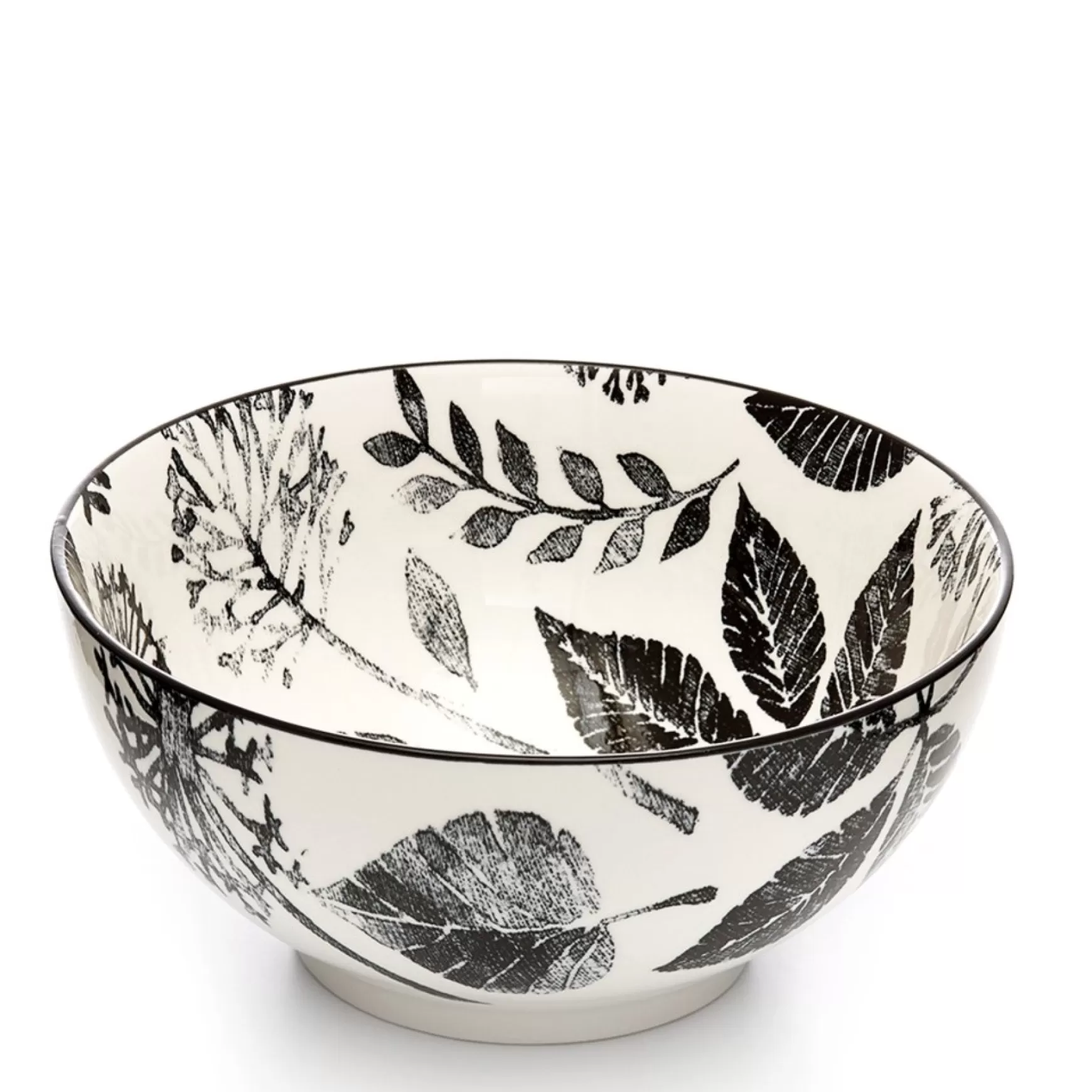 Dishware*Intercontinental Mercantile Black Flowers Bowl - Kiri
