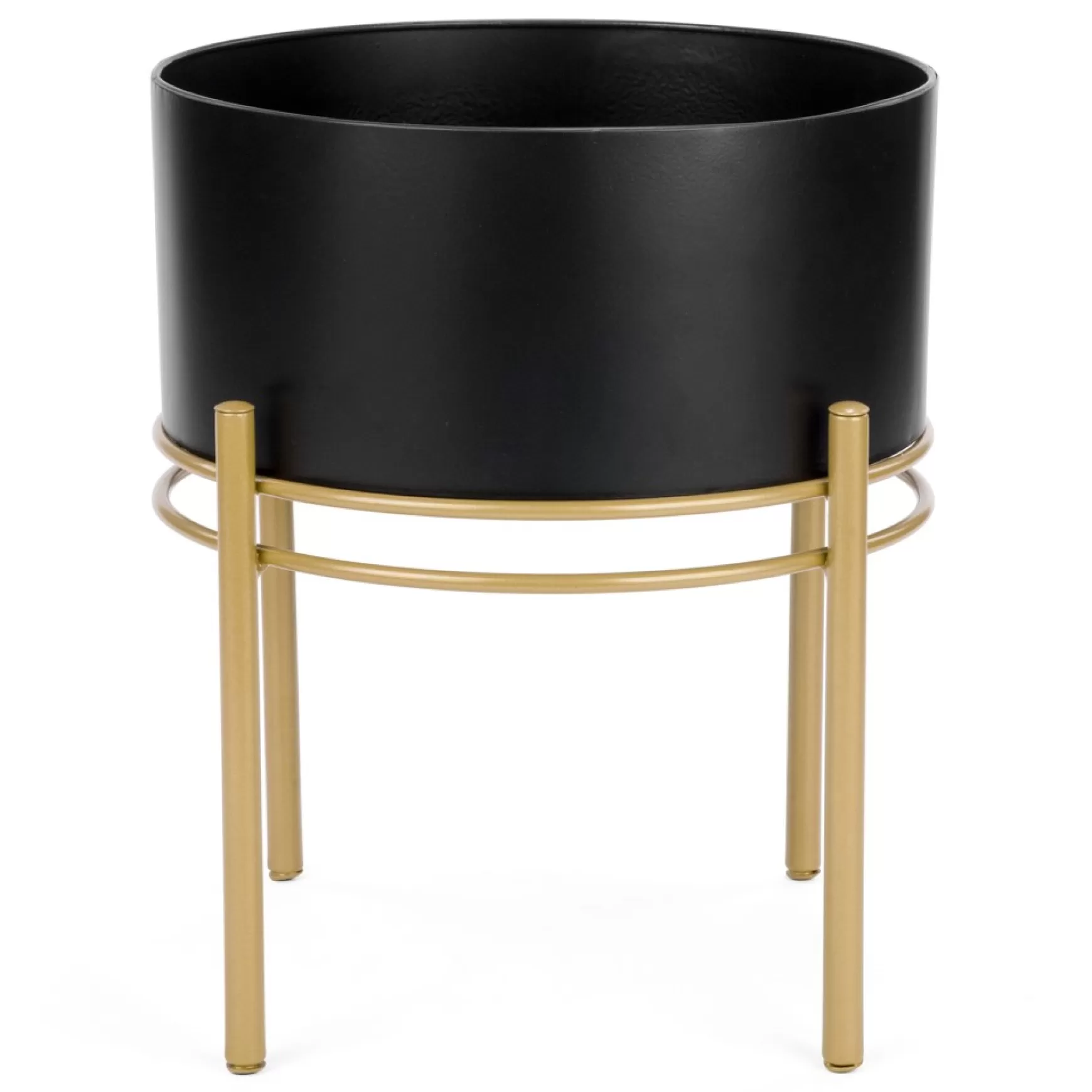 Vases & Pots*Attitudes Import 2 Black Planter On Gold Base - Large