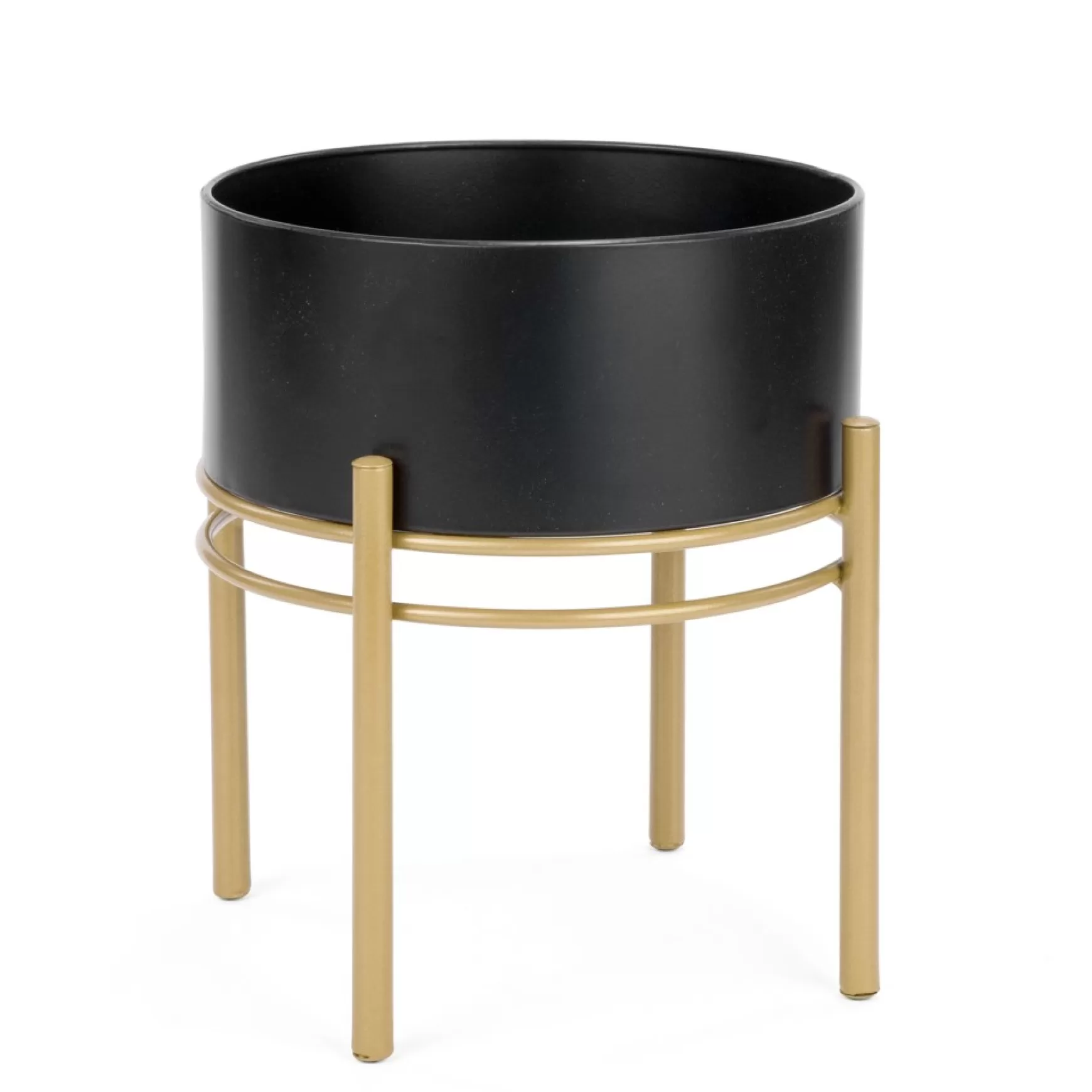 Vases & Pots*Attitudes Import 2 Black Planter On Gold Base - Small