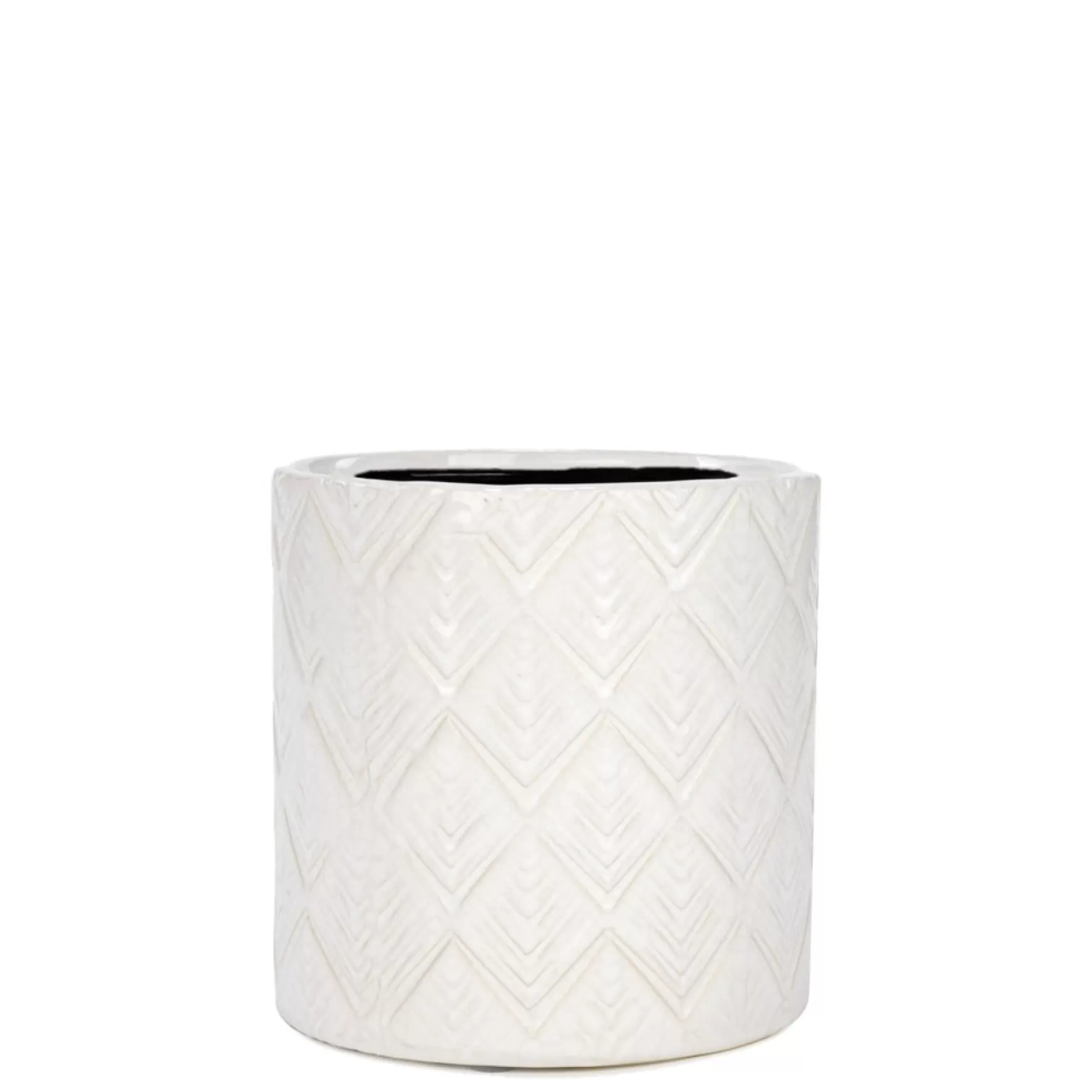 Vases & Pots*Attitudes Import 2 Diamond Pattern Pot - Ivory