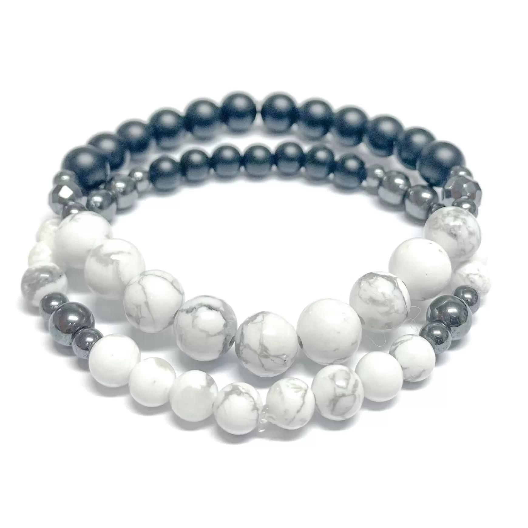 Bracelets*Dhyaan Duo Bracelets - Howlite And Hematite