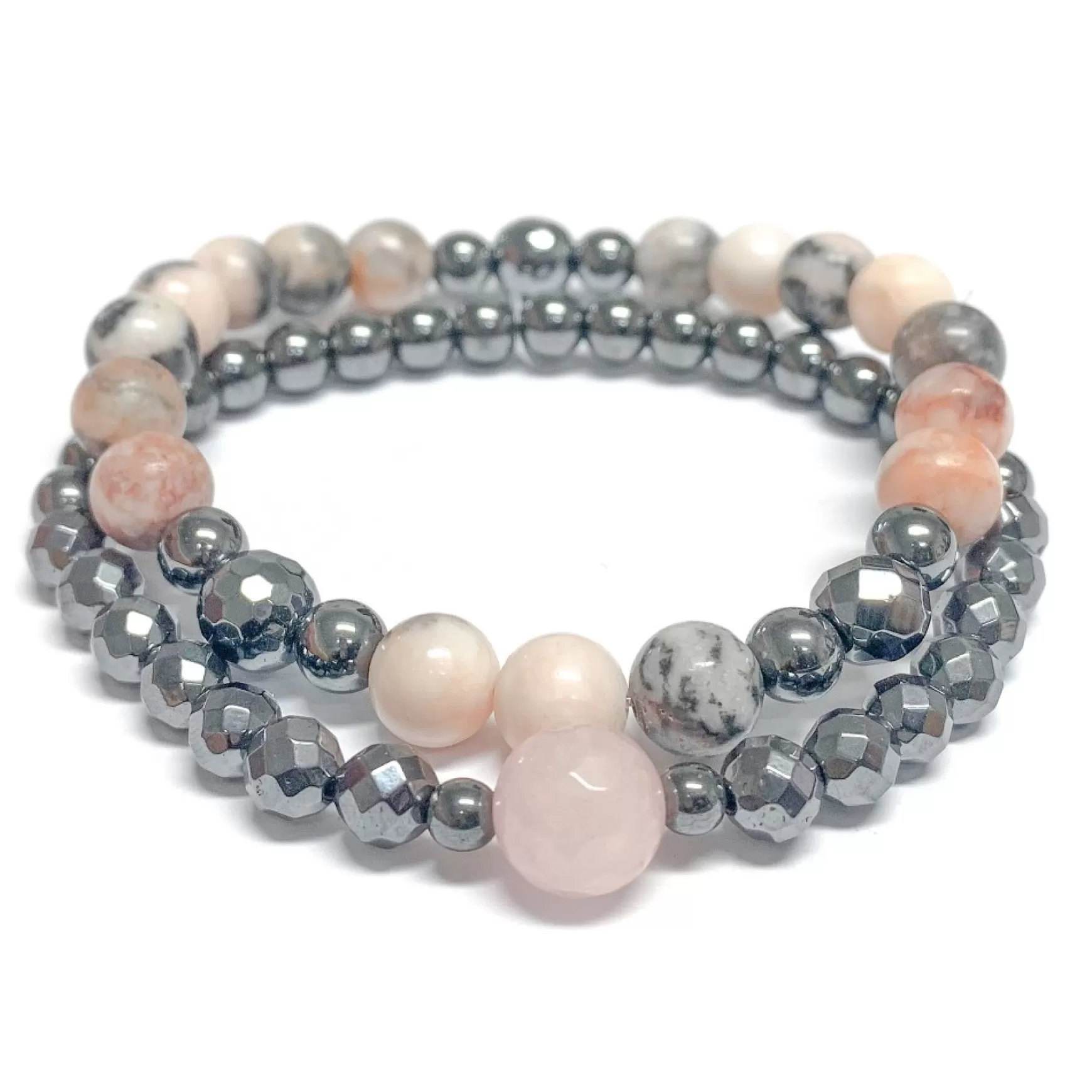 Bracelets*Dhyaan Duo Bracelets - Pink Opal And Hematite