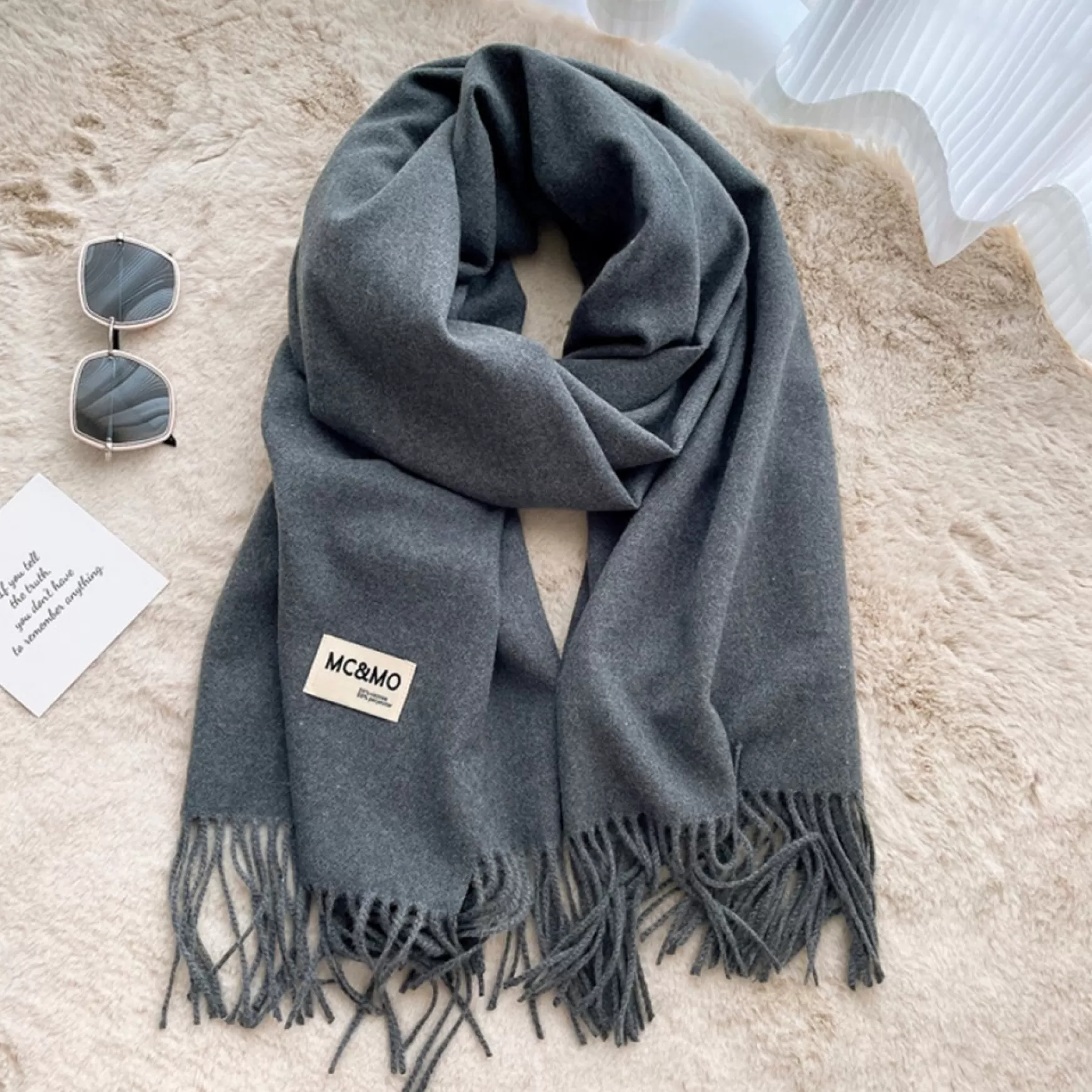 Scarves, Gloves & Hats*Pathz Fringe Scarf - Grey