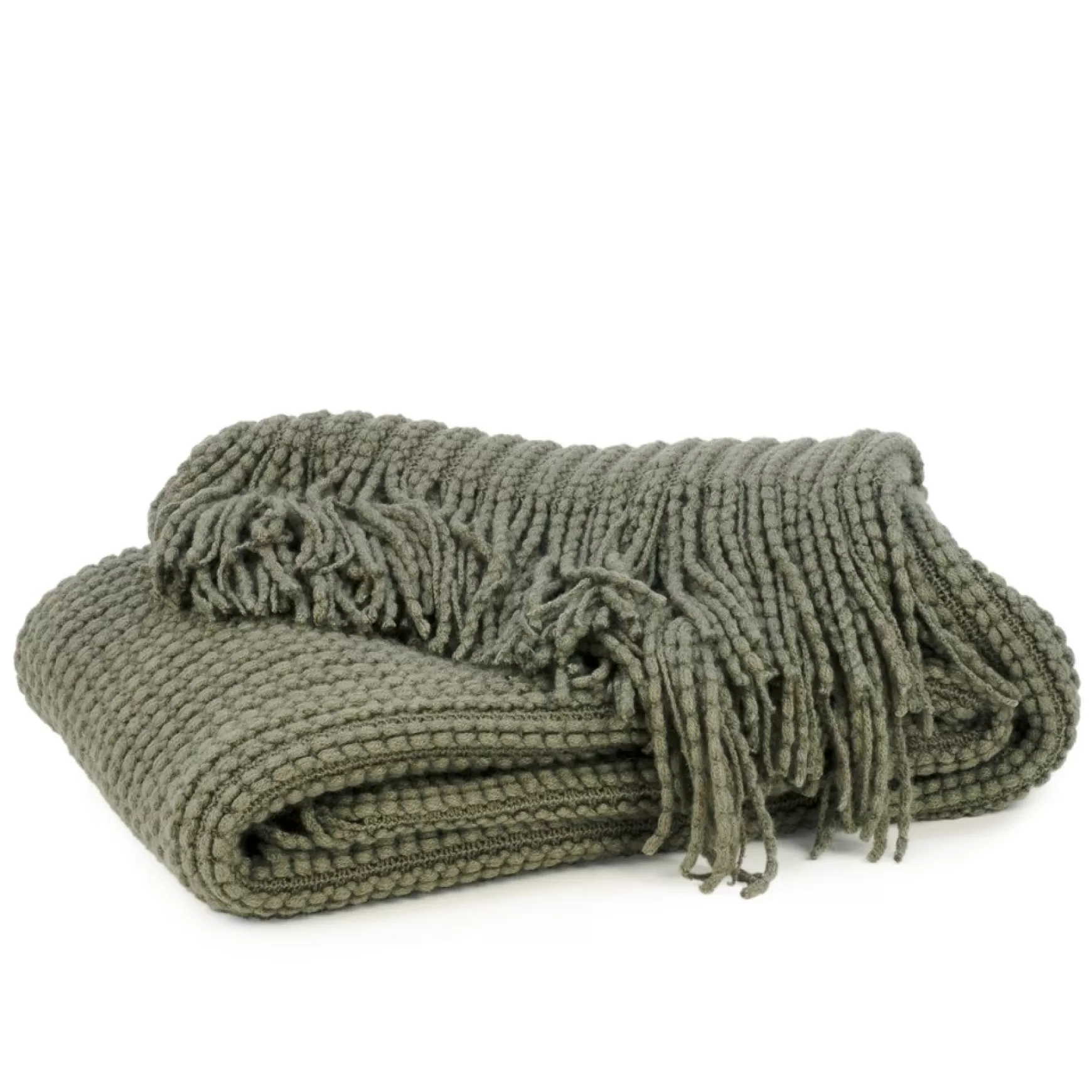 Throws*Attitudes Import 2 Fringe Throw - Khaki Green