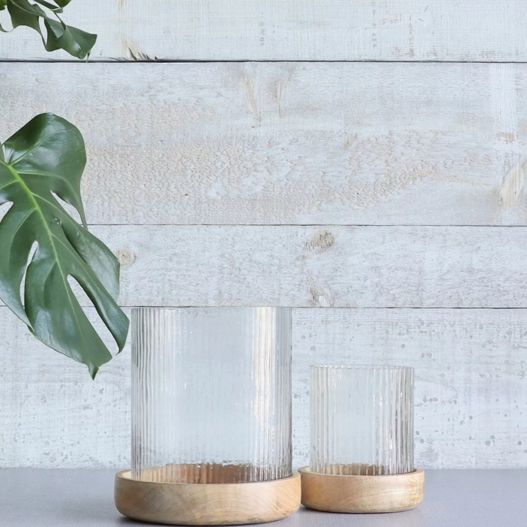 Candle Holders*Harman Glass & Wood Candle Holder