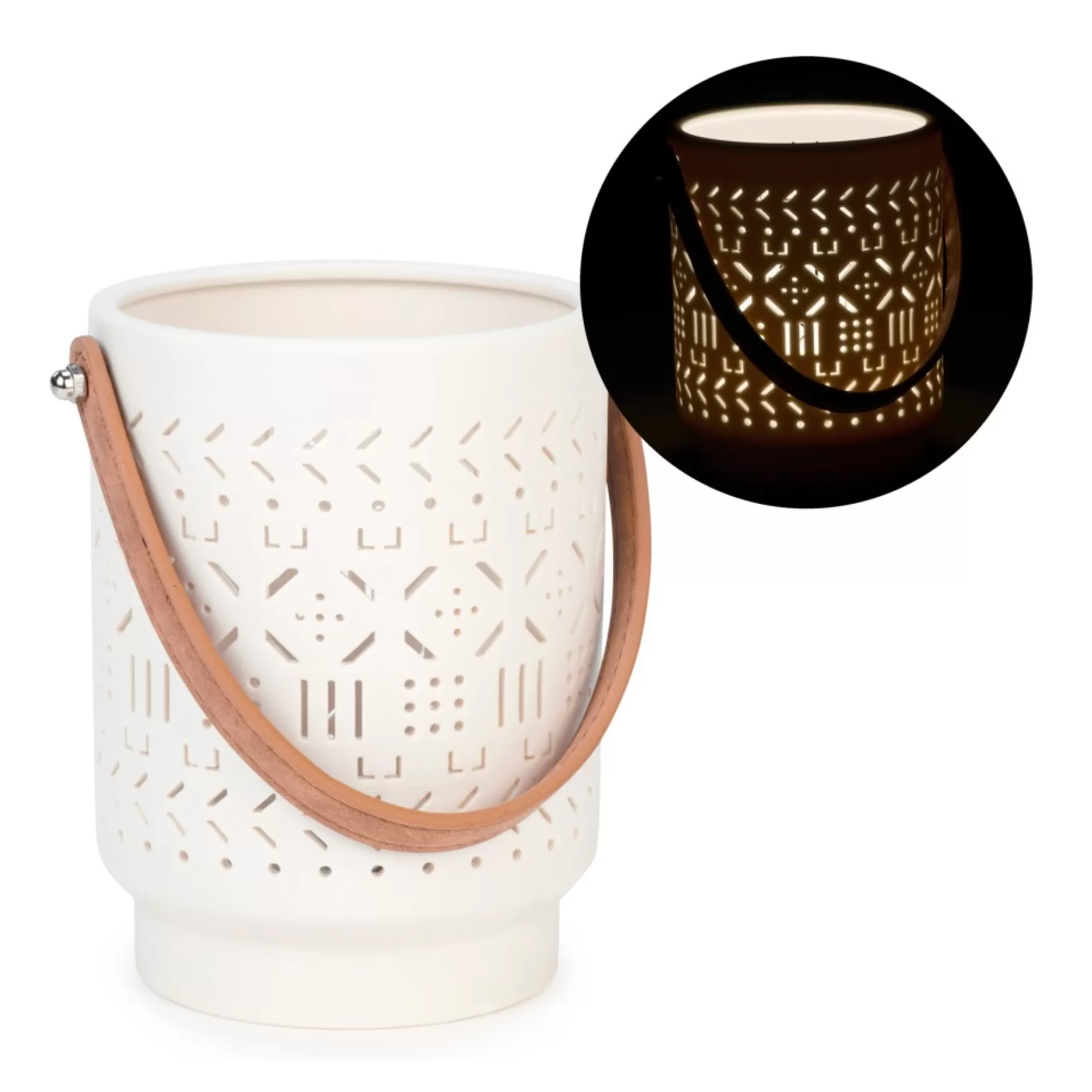 Decorative Objects*Attitudes Import Illuminated White Lantern
