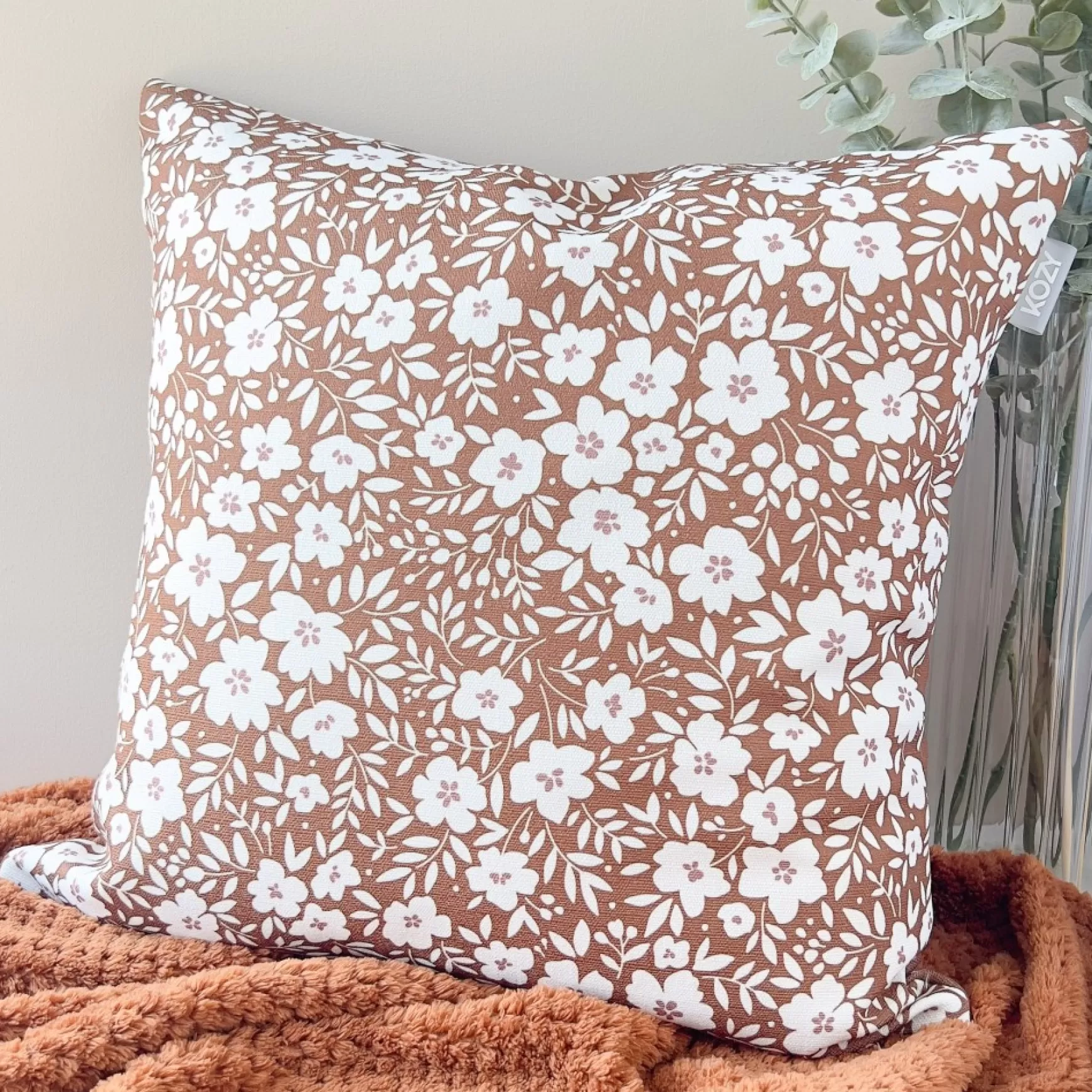 Cushions*Kozy X Patelin Kozy Floral Cushion - Tobacco