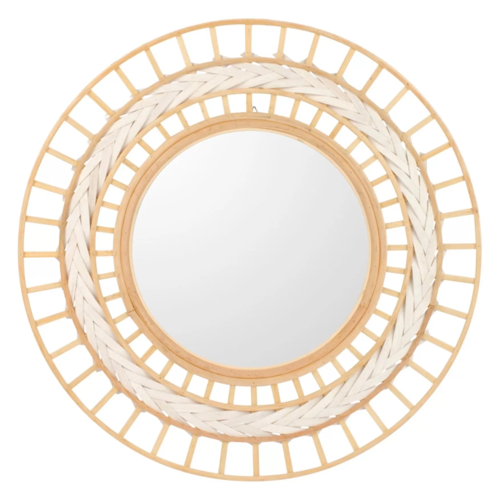 Mirrors*Attitudes Import Large Round Bamboo Mirror