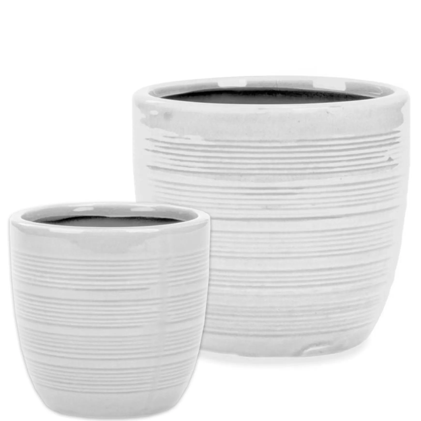 Vases & Pots*Attitudes Import 2 Lined Pot - White