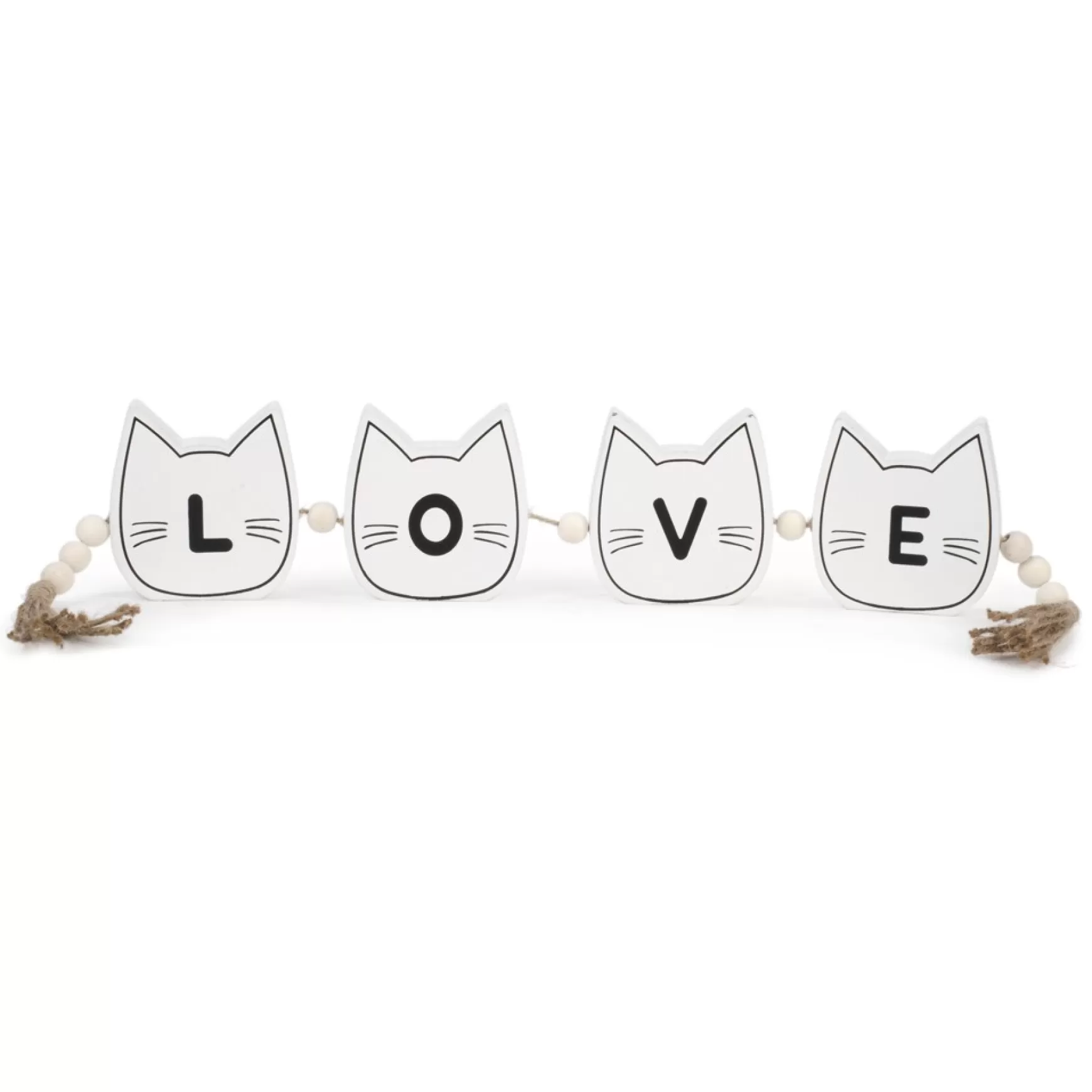 Decorative Objects*Attitudes Import Love On White Cats With Beads