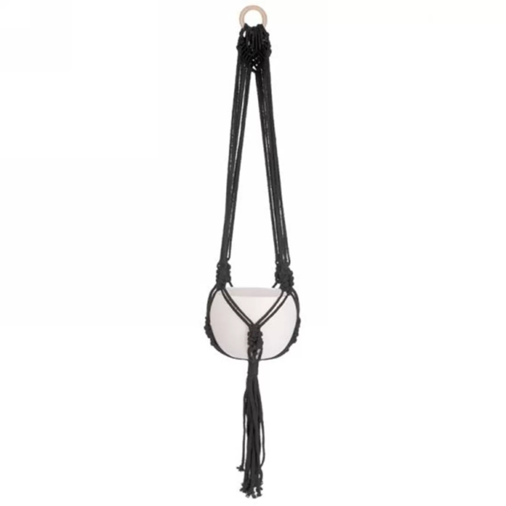 Planters*Attitudes Import Macrame For Hanging Planter - Black