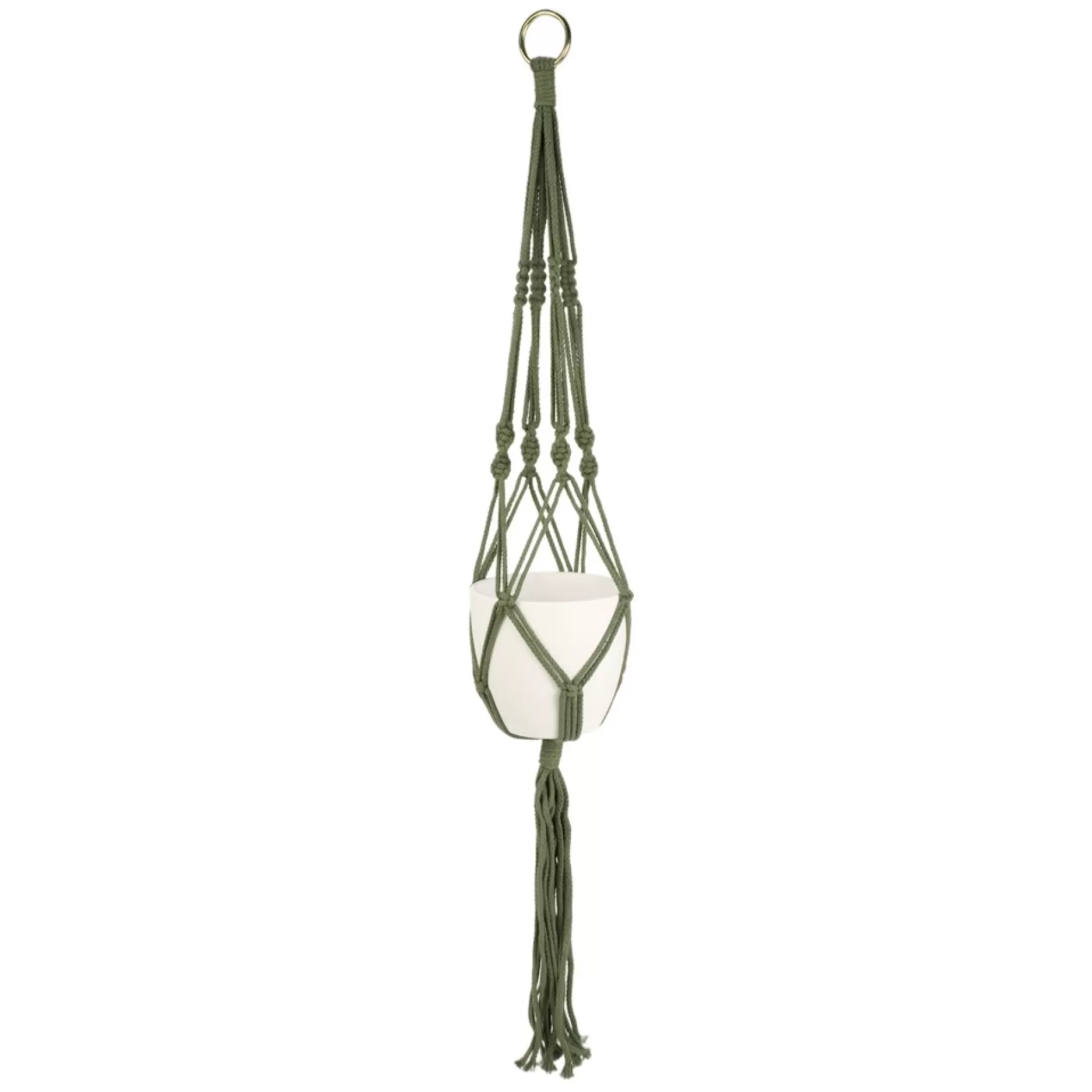 Planters*Attitudes Import Macrame Planter With Pot - Green