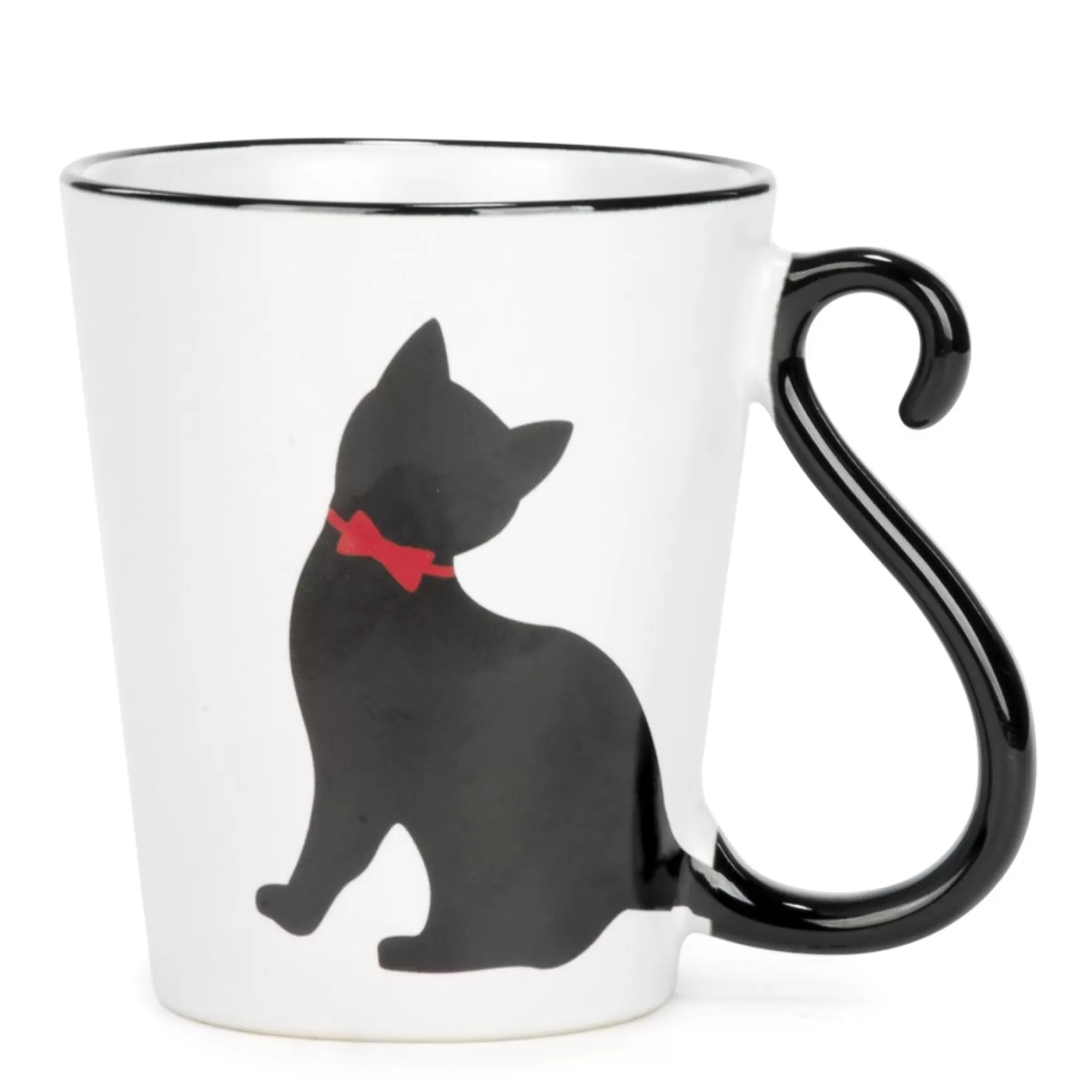Mugs With Text*Attitudes Import Mug With Black Cat - White