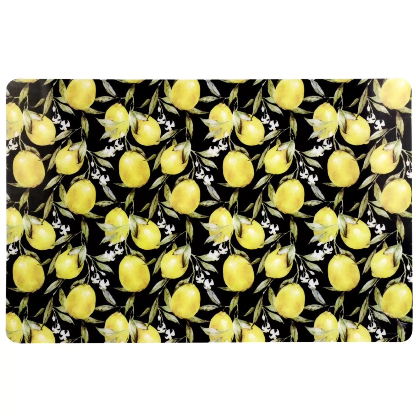 Tablecloths, Placemats & Napkins*Attitudes Import 2 Placemat - Black With Lemon