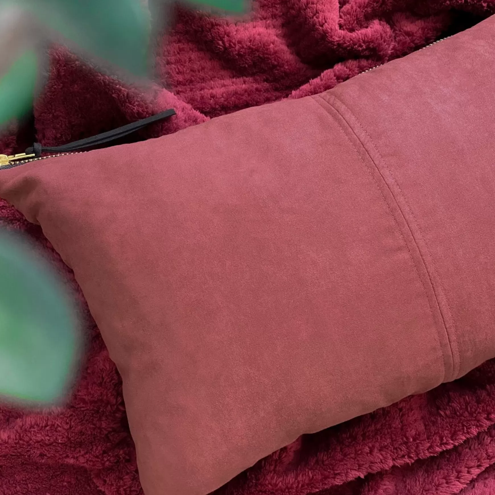 Cushions*Agence K Rectangle Faux Suede Cushion - Burgundy