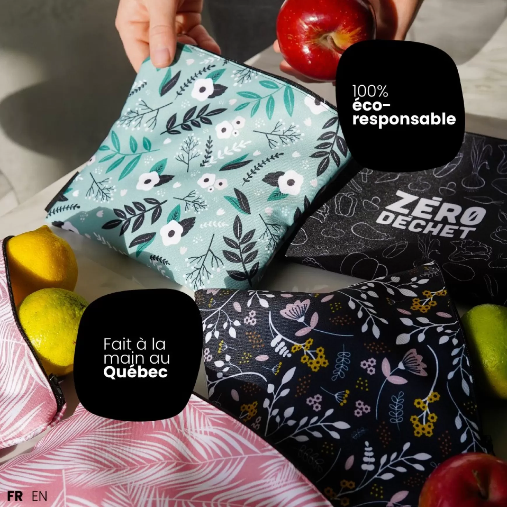 Lunches*Les textiles Patlin Reusable Medium Snack Bag - Zero Dechet