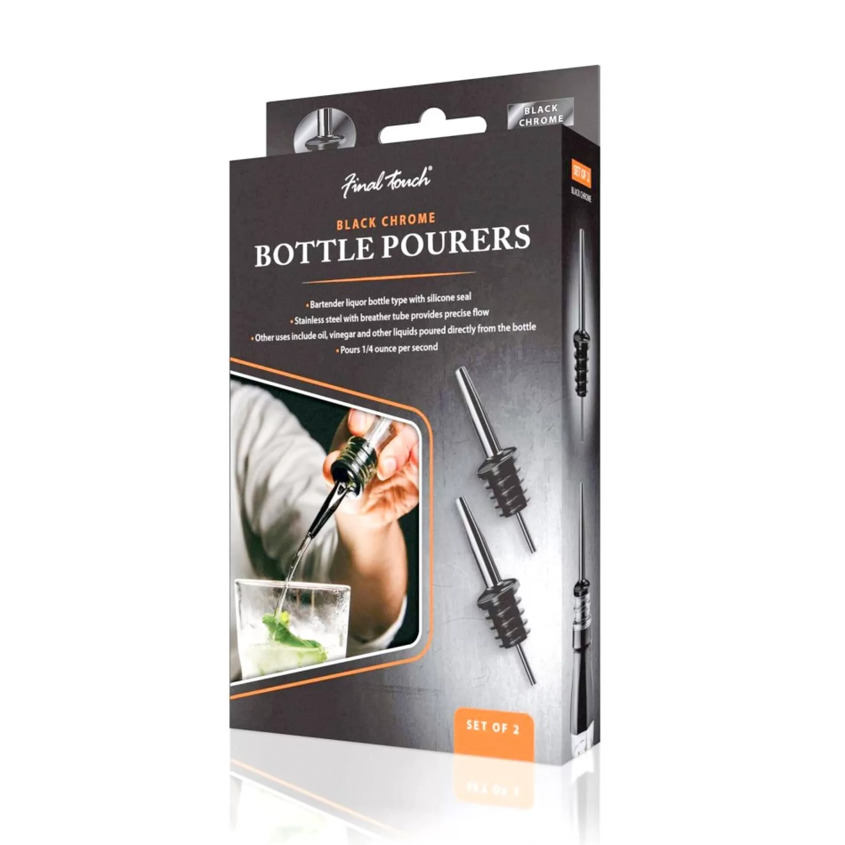 All For Wine*PSI product Set Of 2 Spouts - Black Chrome