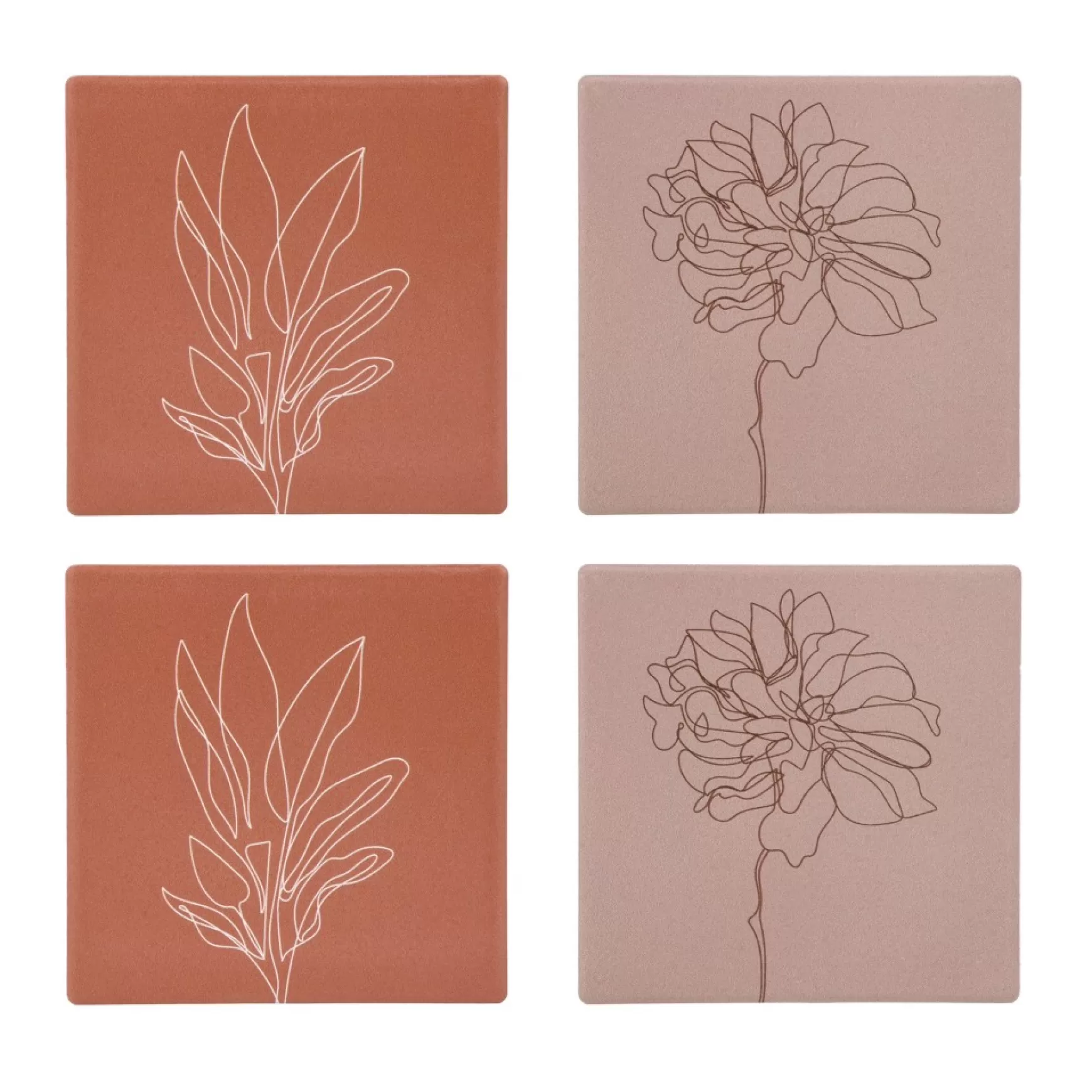 Serving Accessories*Attitudes Import Set Of 4 Coasters - Flowers