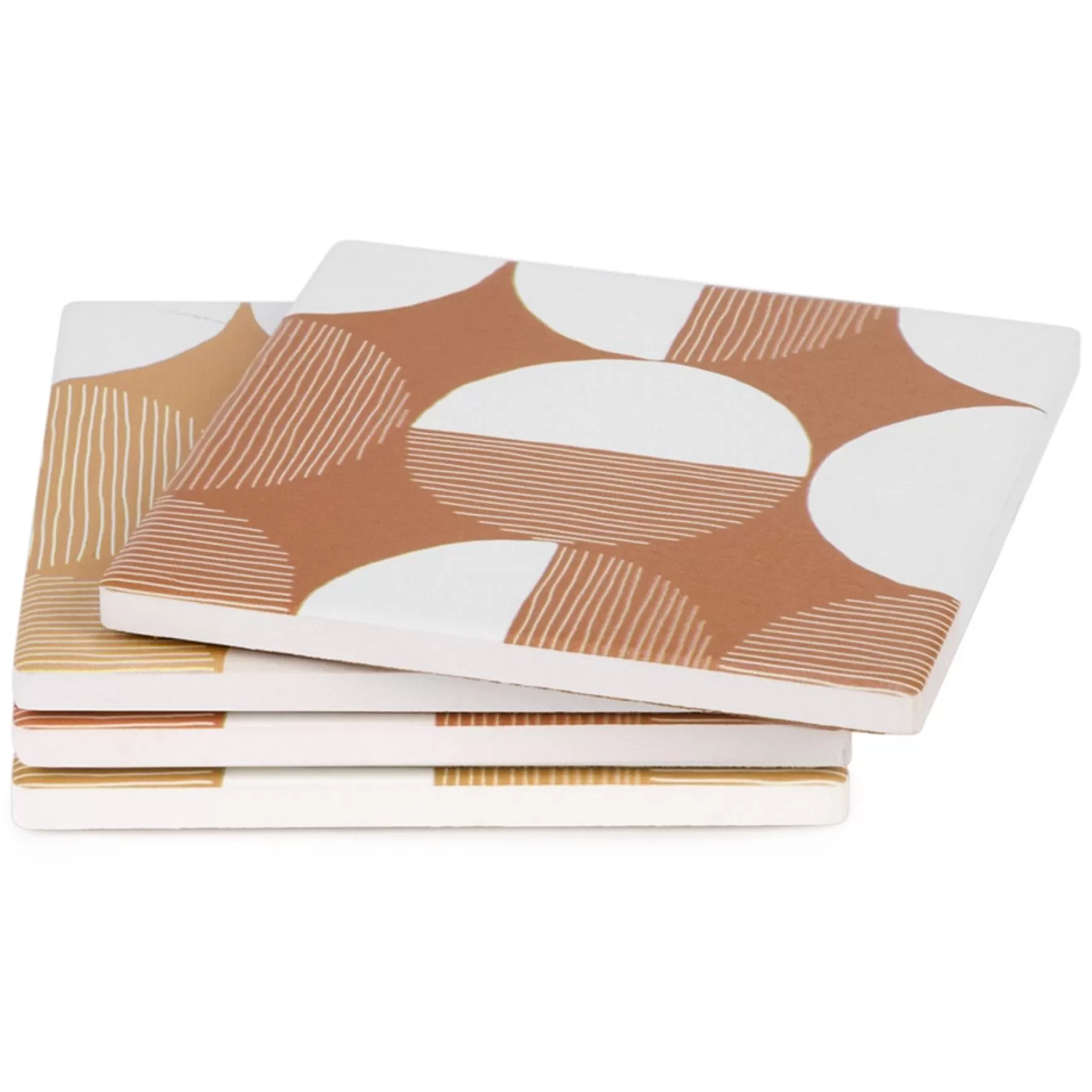 Serving Accessories*Attitudes Import Set Of 4 Geo Coasters - Ochre