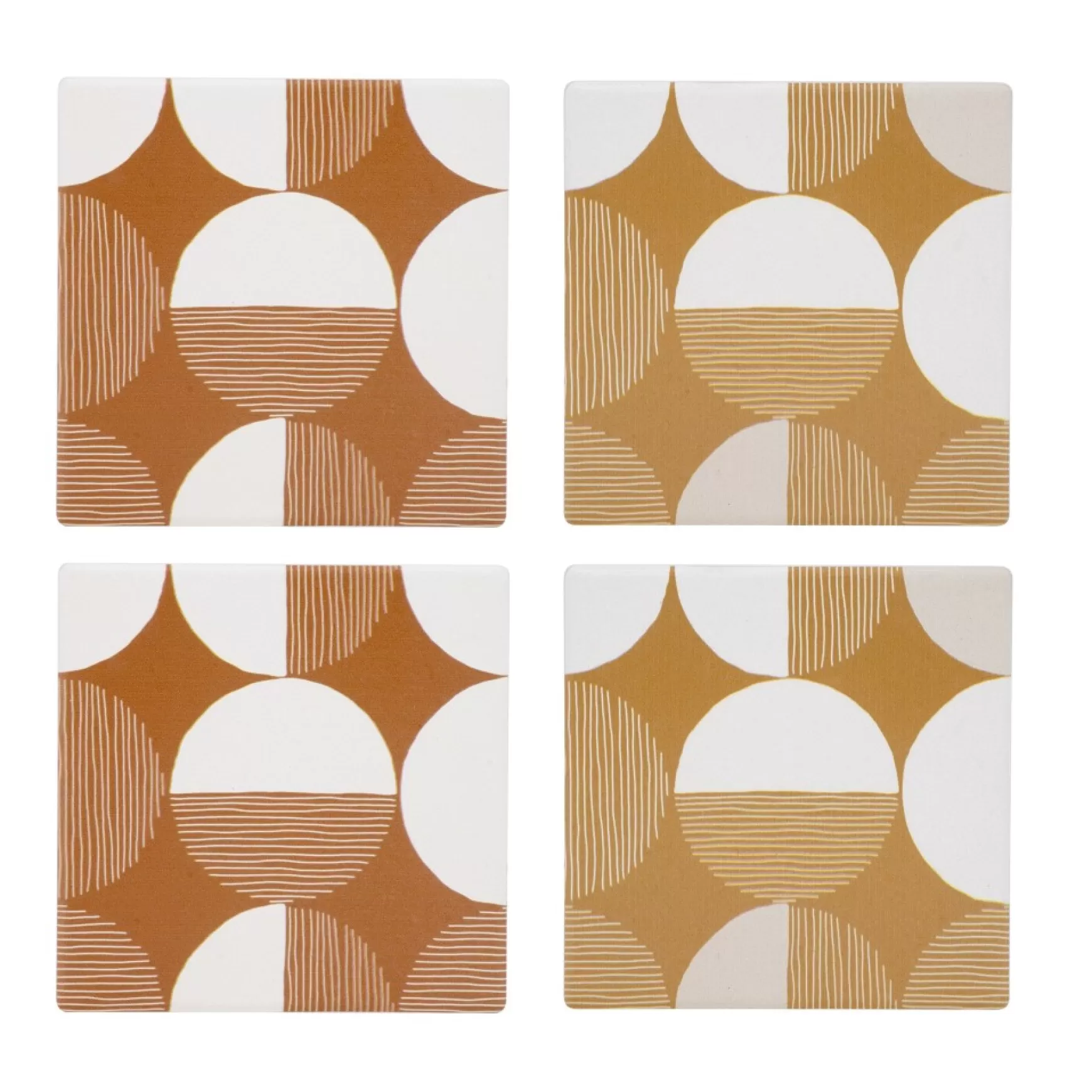 Serving Accessories*Attitudes Import Set Of 4 Geo Coasters - Ochre