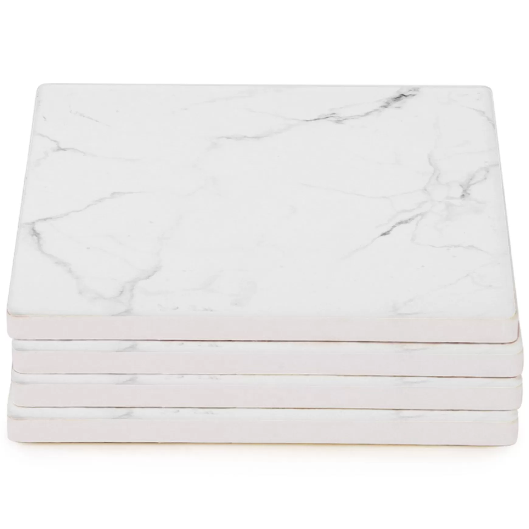 Serving Accessories*Attitudes Import Set Of 4 Marbled Coasters - White