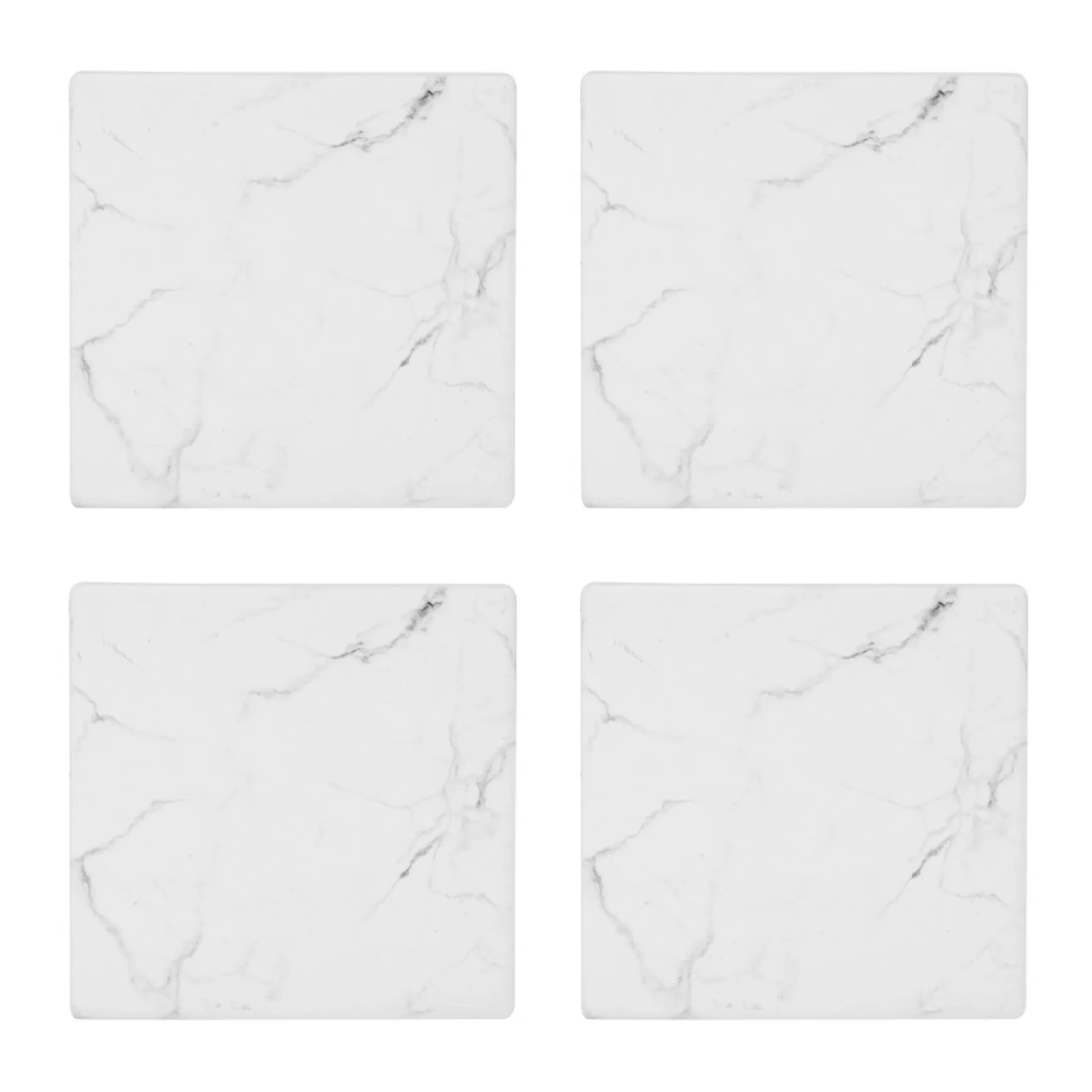 Serving Accessories*Attitudes Import Set Of 4 Marbled Coasters - White