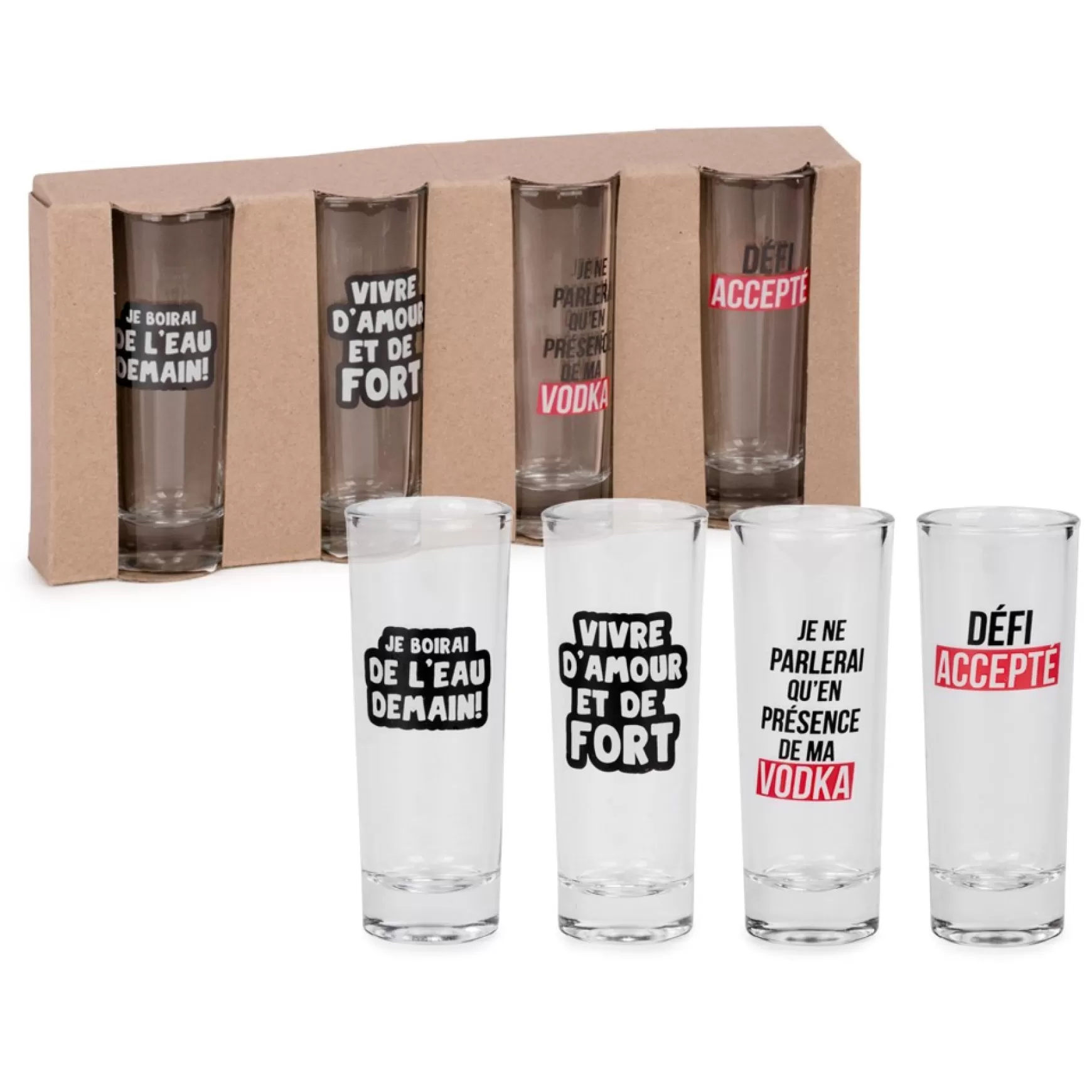 All For Spirits*Agence K Set Of 4 Shot Glasses - With Text