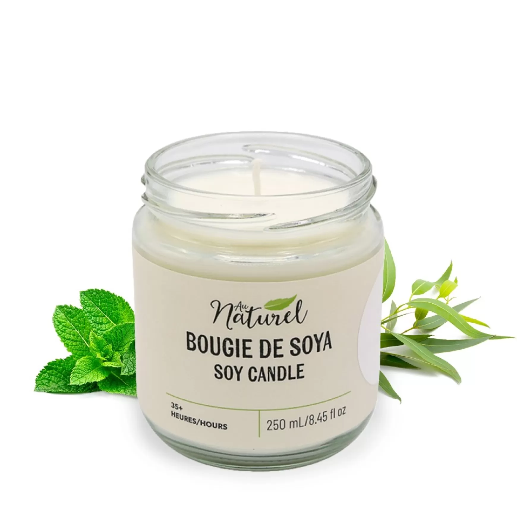 Scented Candles*Au Naturel Soy Candle 250Ml - Eucalyptus And Mint
