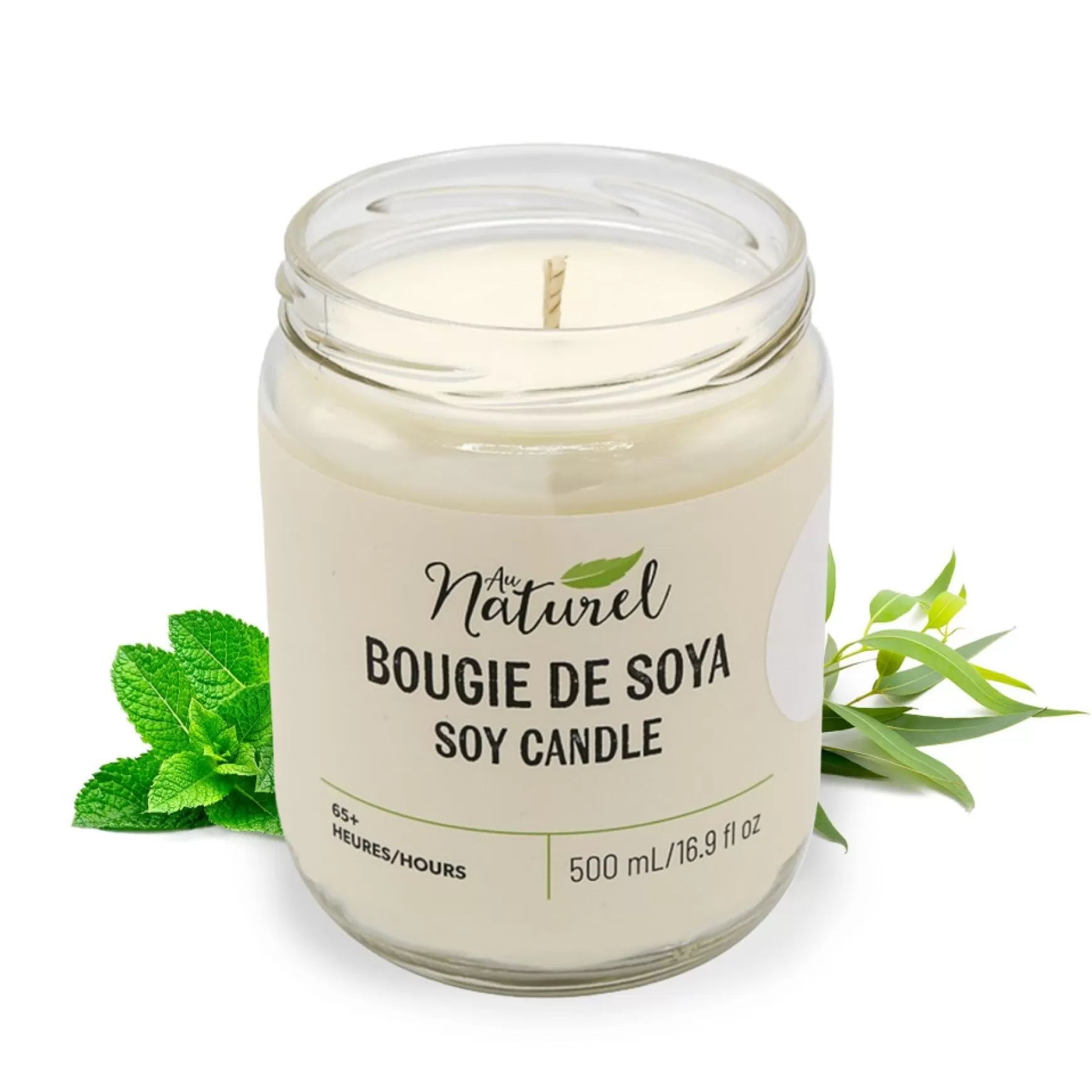 Scented Candles*Au Naturel Soy Candle 500Ml - Eucalyptus And Mint
