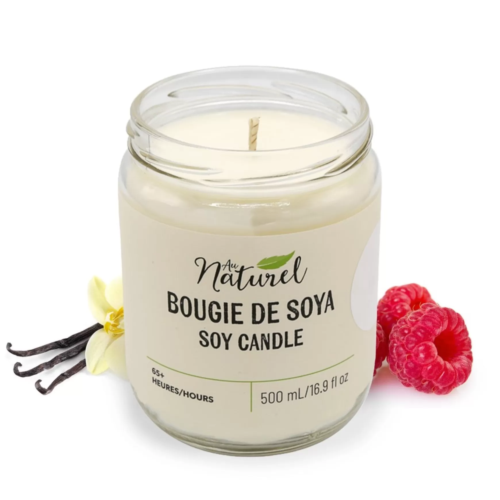 Scented Candles*Au Naturel Soy Candle 500Ml - Vanilla And Black Raspberry
