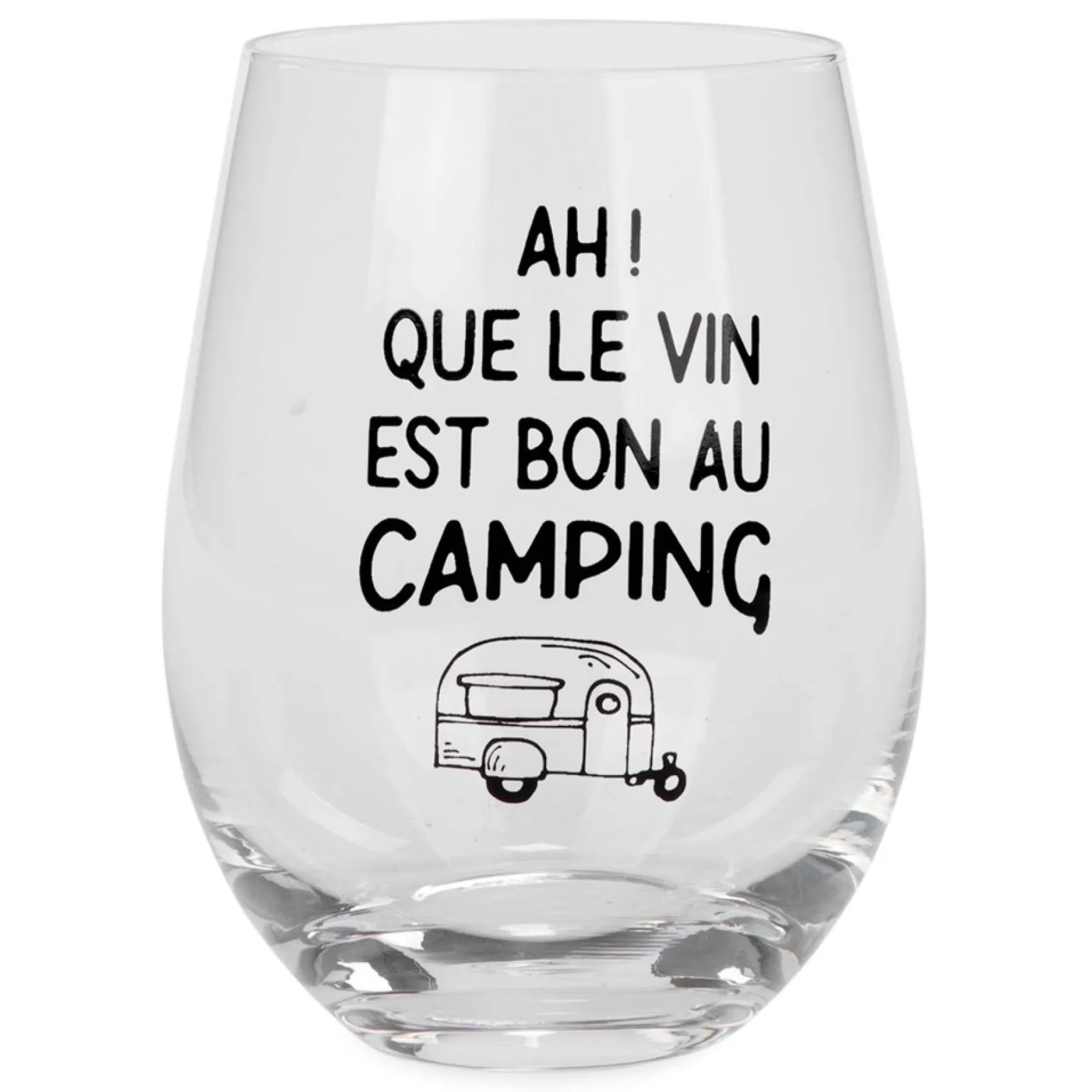 Products With Text*Attitudes Import Stemless Wine Glass - Camping