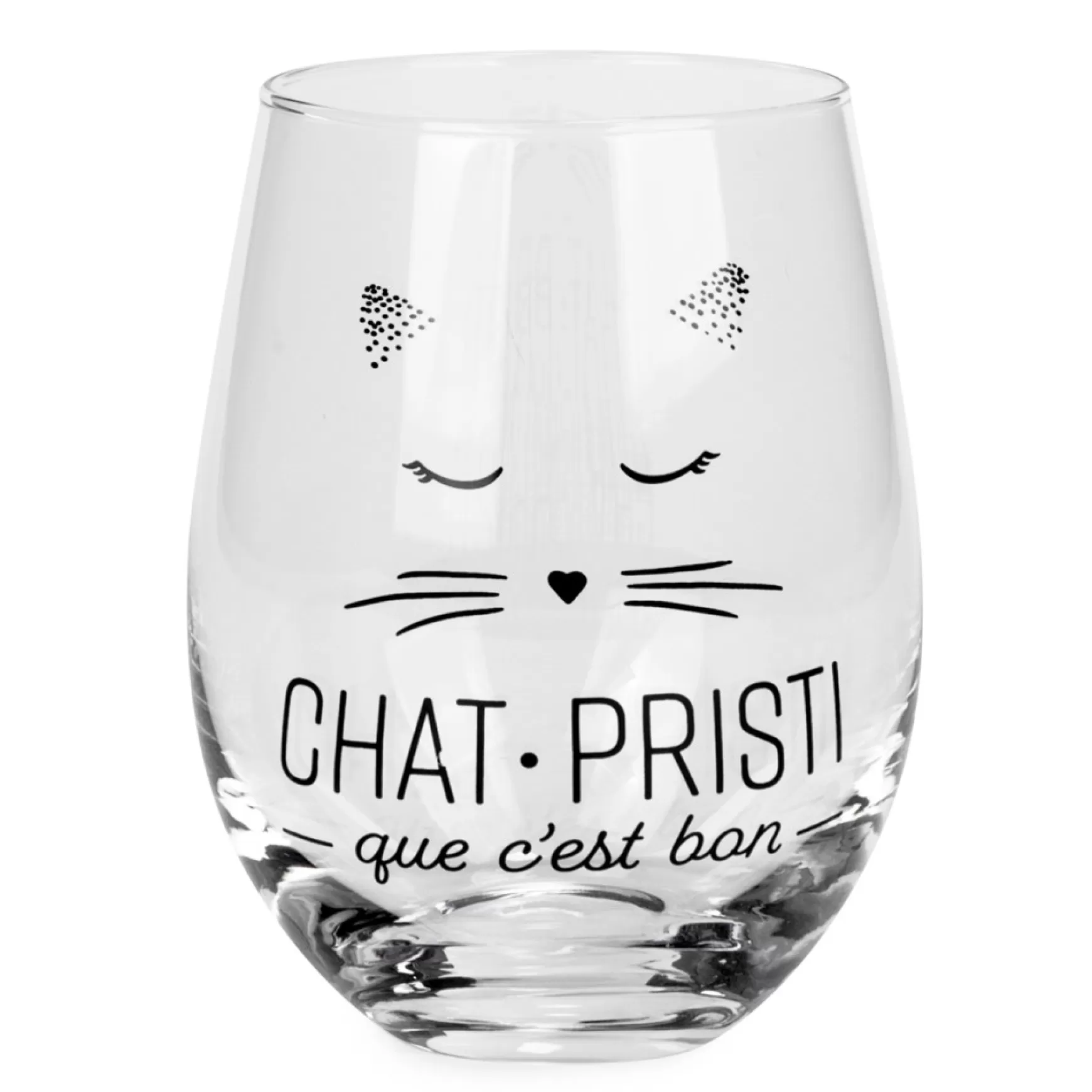 Products With Text*Attitudes Import Stemless Wine Glass - Chat-Pristi