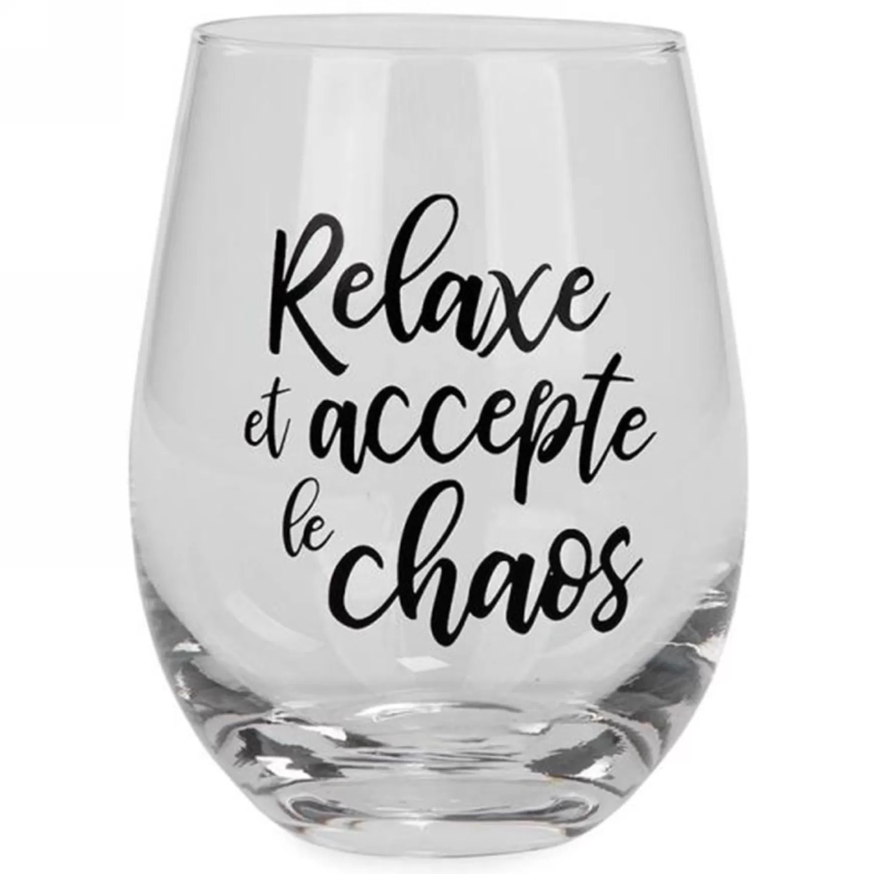 All For Wine*Attitudes Import Stemless Wine Glass - Relaxe Et Accepte Le Chaos