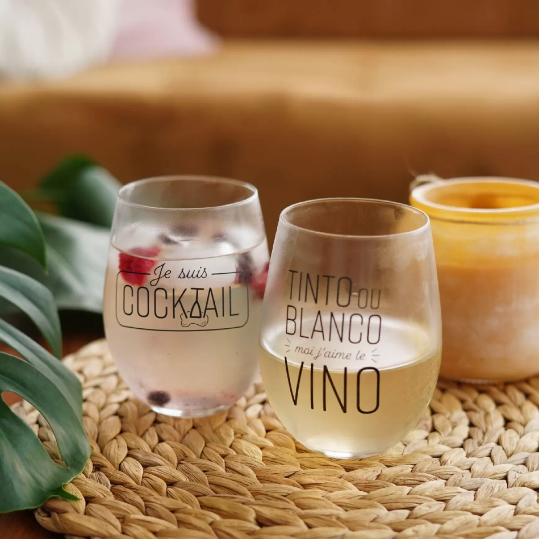 All For Wine*Attitudes Import 2 Stemless Wine Glass - Tinto Ou Blanco