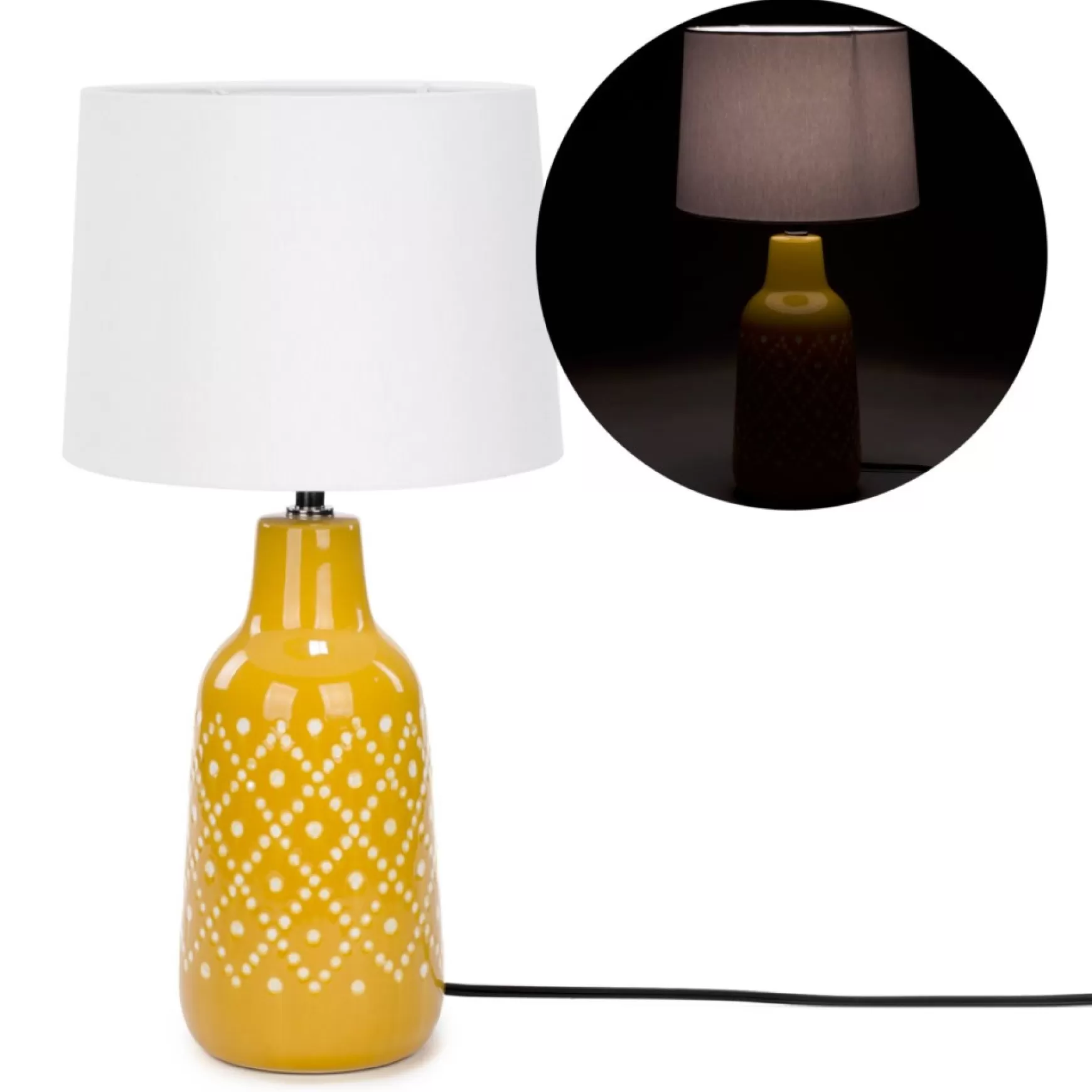 Luminaires*Attitudes Import 2 Table Lamp - Yellow Base And Geo Design
