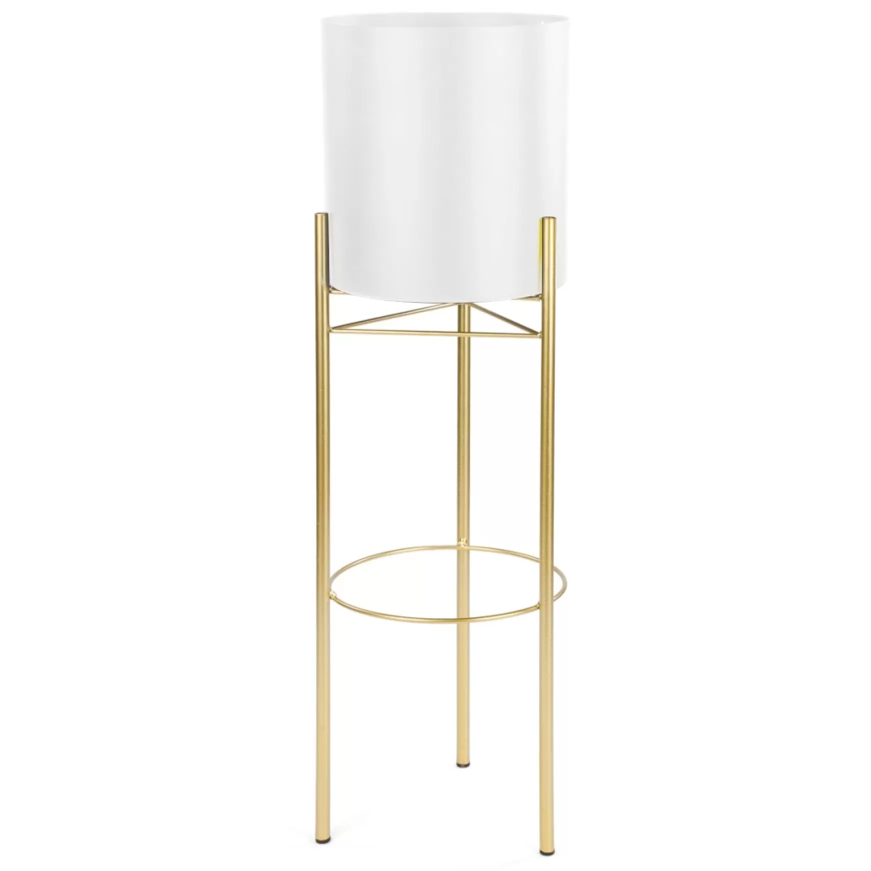 Vases & Pots*Attitudes Import 2 White Pot On Golden Stand