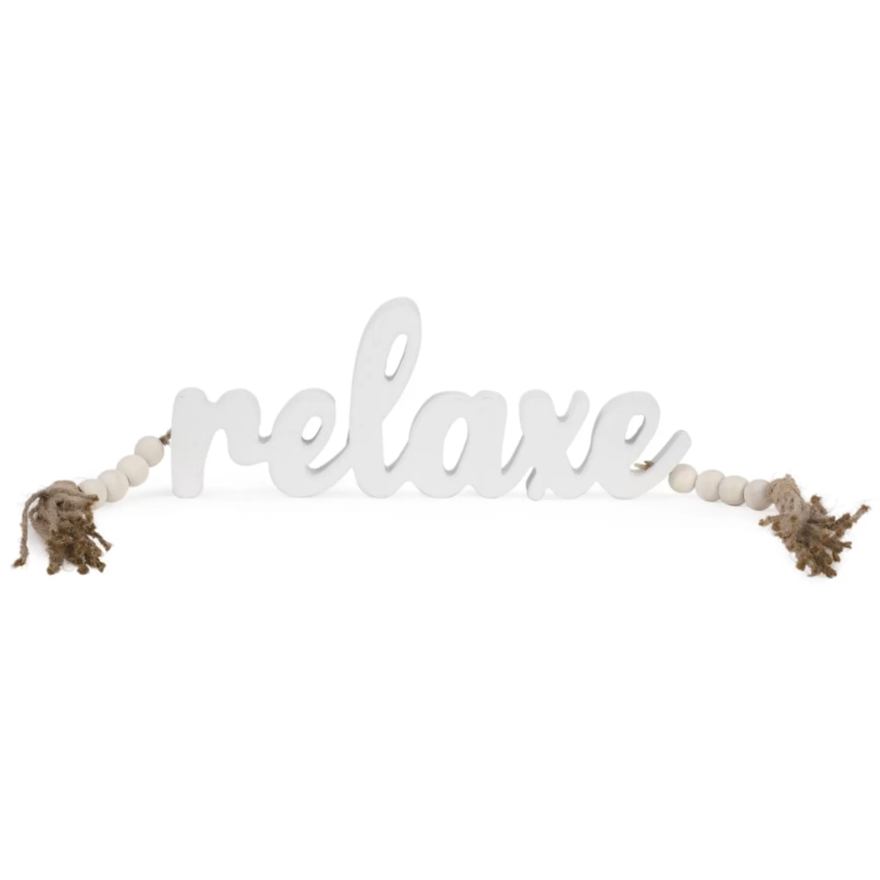 Decorative Objects*Attitudes Import White "Relaxe" Word With Beads