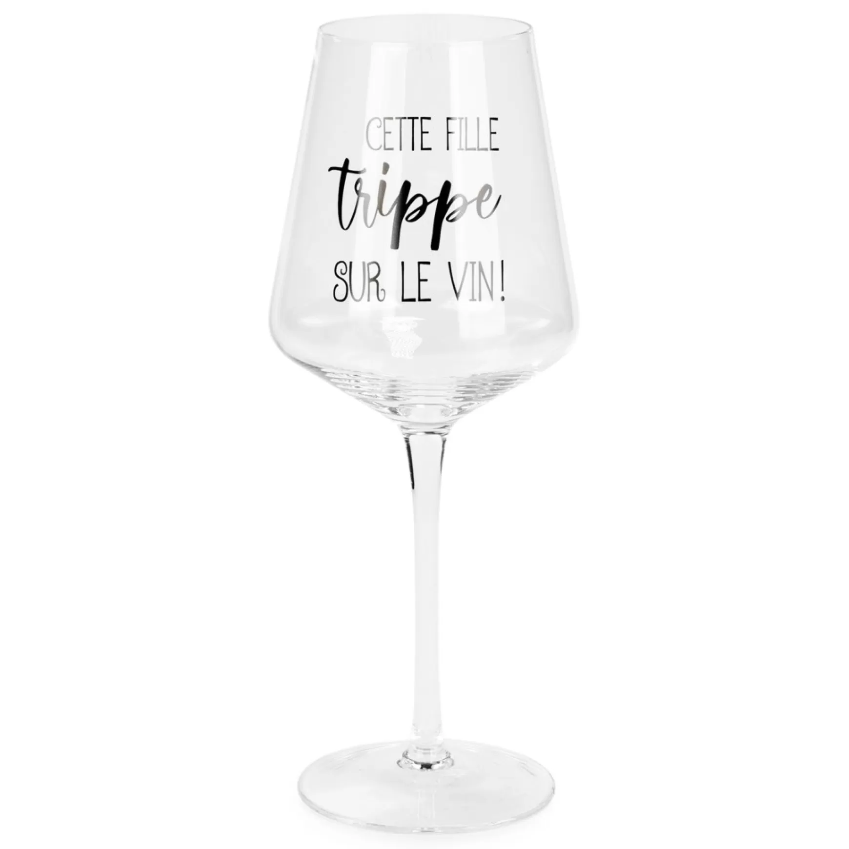 Products With Text*Attitudes Import 2 Wine Glass - Cette Fille Trippe Sur Le Vin
