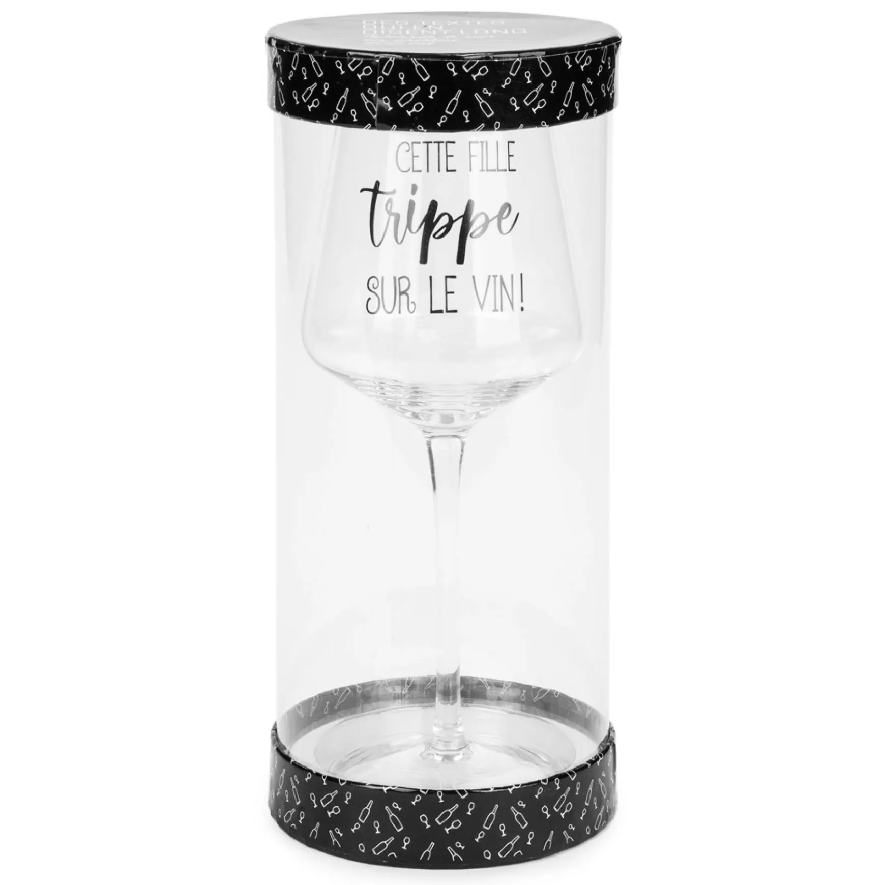 Products With Text*Attitudes Import 2 Wine Glass - Cette Fille Trippe Sur Le Vin