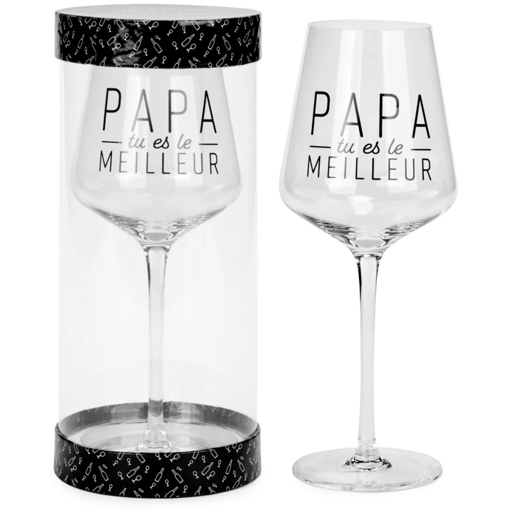 All For Wine*Attitudes Import 2 Wine Glass - Papa Tu Es Le Meilleur