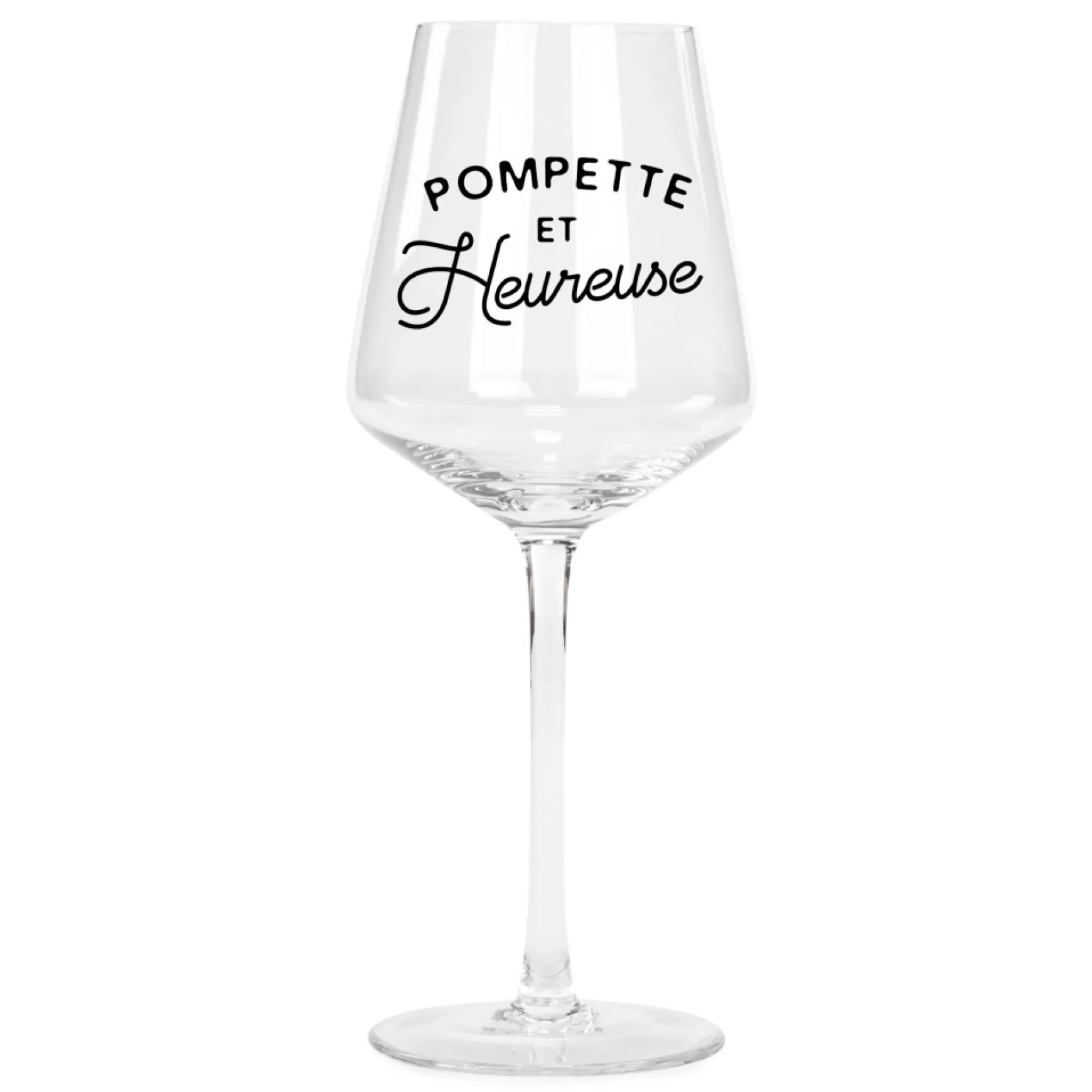 Products With Text*Attitudes Import 2 Wine Glass - Pompette & Heureuse